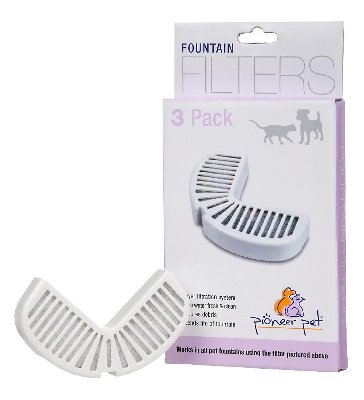 Pioneer Pet Replacement Filters for Ceramic & Stainless Steel Fountains, Raindrop Filters 3 filters