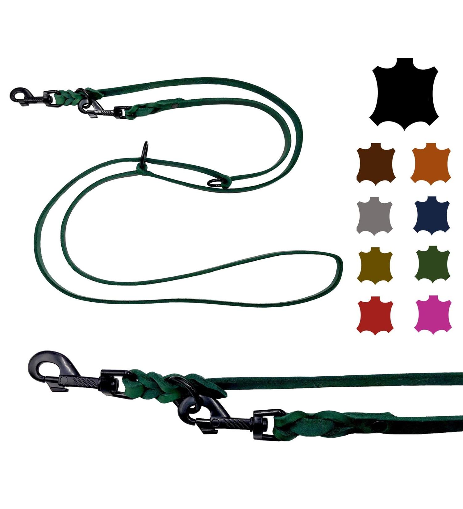Adjustable Dog Liner for Small & Large Dogs - 2m | 2.40m | 2.80m | 3.50m | 5m - Durable Double Linen with Black Hooks - Fir Green (2m x 15mm) - Buy Online on GoSupps.com