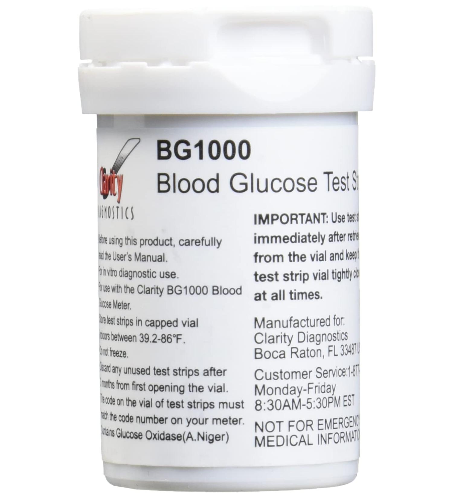 Clarity Diagnostics CLA CD-BG5 BG1000 Blood Glucose Meter Strip - Pack of 50 - Buy Online on GoSupps.com