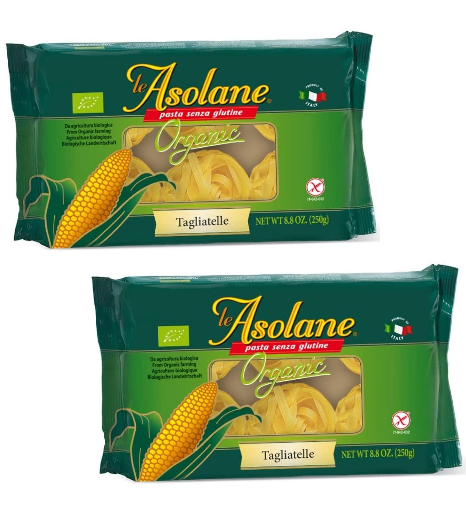 Le Asolane Certified Organic Gluten Free Tagliatelle Pasta | 2 Pack | Premium Italian Gourmet Pasta made from Corn Flour | 8.8 oz - Buy Online on GoSupps.com