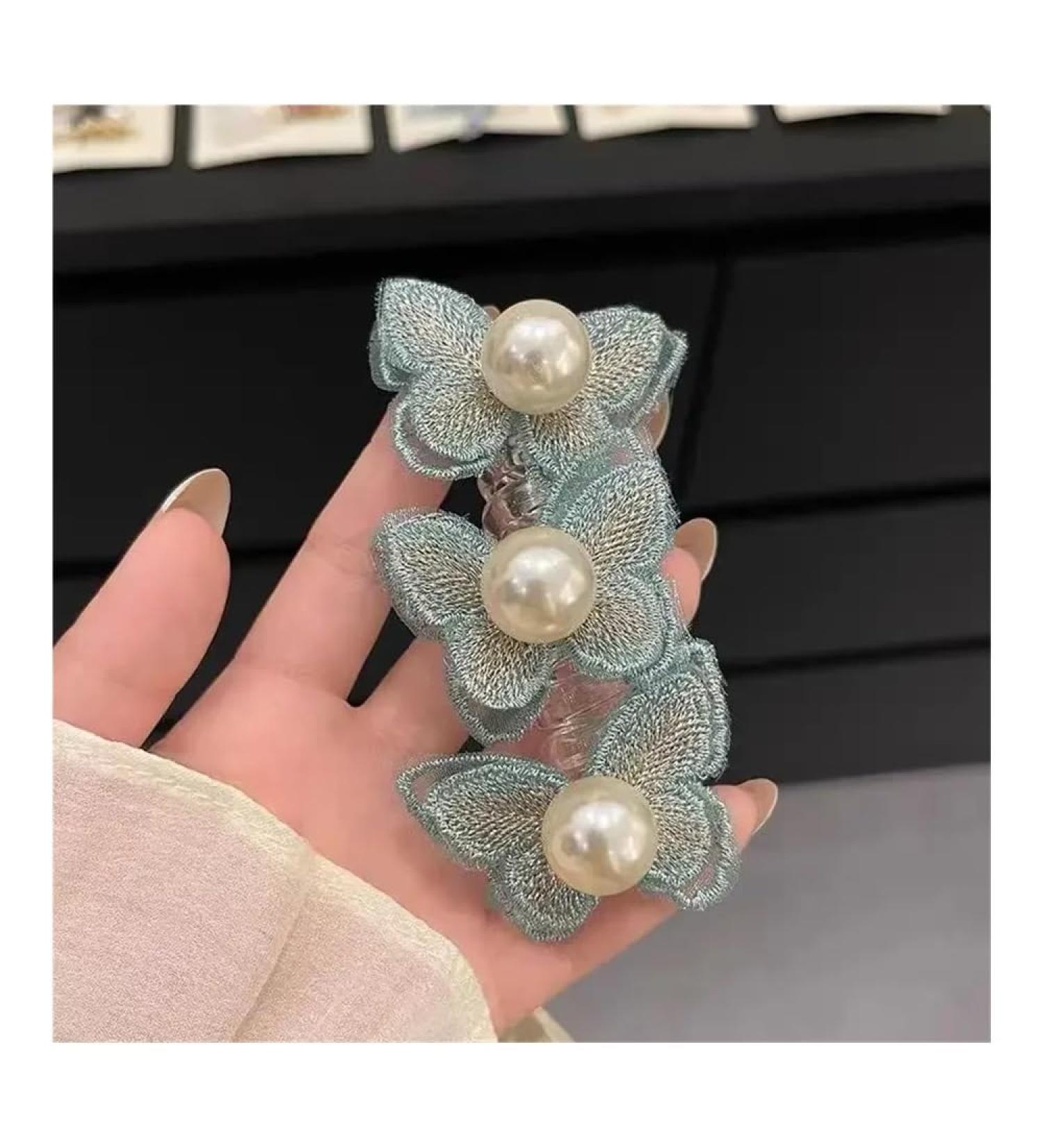 Elastic Telephone Wire Hair Ties Women Girls Butterfly Hair Bands Spiral Coil Rubber Band Ponytails Head Rope Hair Accessories(Blue)