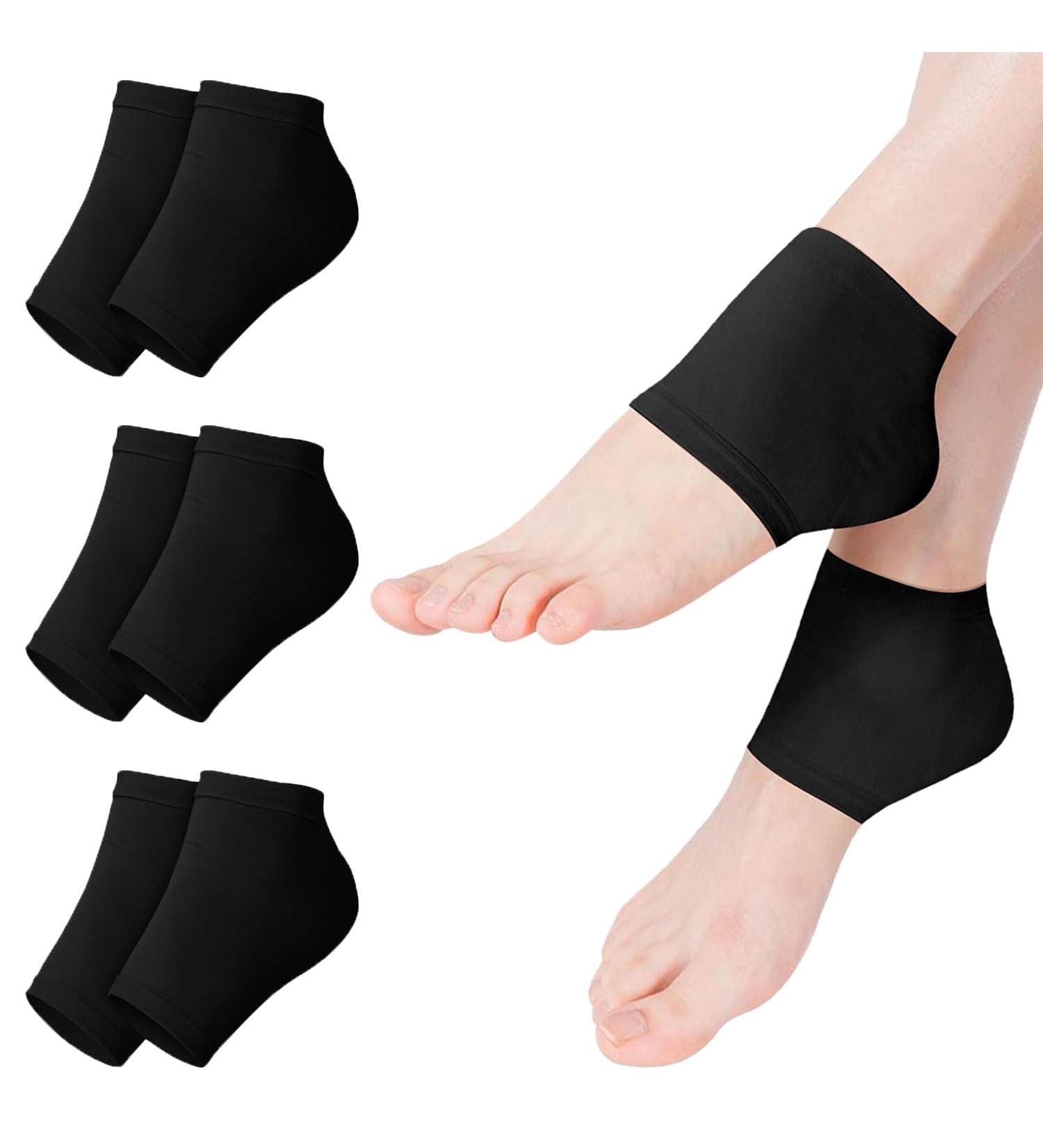Jootuepo Gel Socks - 3 Pairs Soft Open Toe Heel Socks for Cracked Skin - Foot Care Treatment (Black) - Buy Online on GoSupps.com