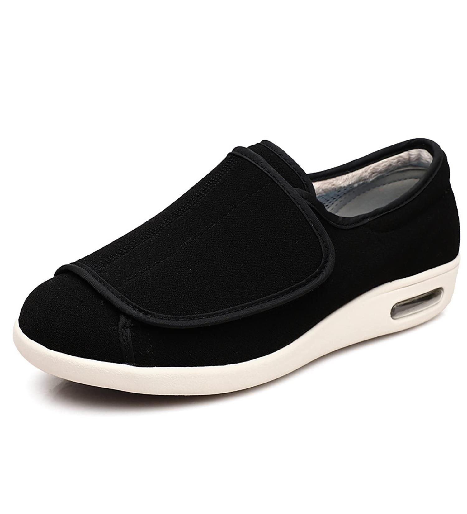 Comfort Diabetic Foot Shoes for Autumn & Winter | Adjustable Velvet Walking Shoes for Seniors | Breathable Wide Strap Design | Size 11 Black - Buy Online on GoSupps.com