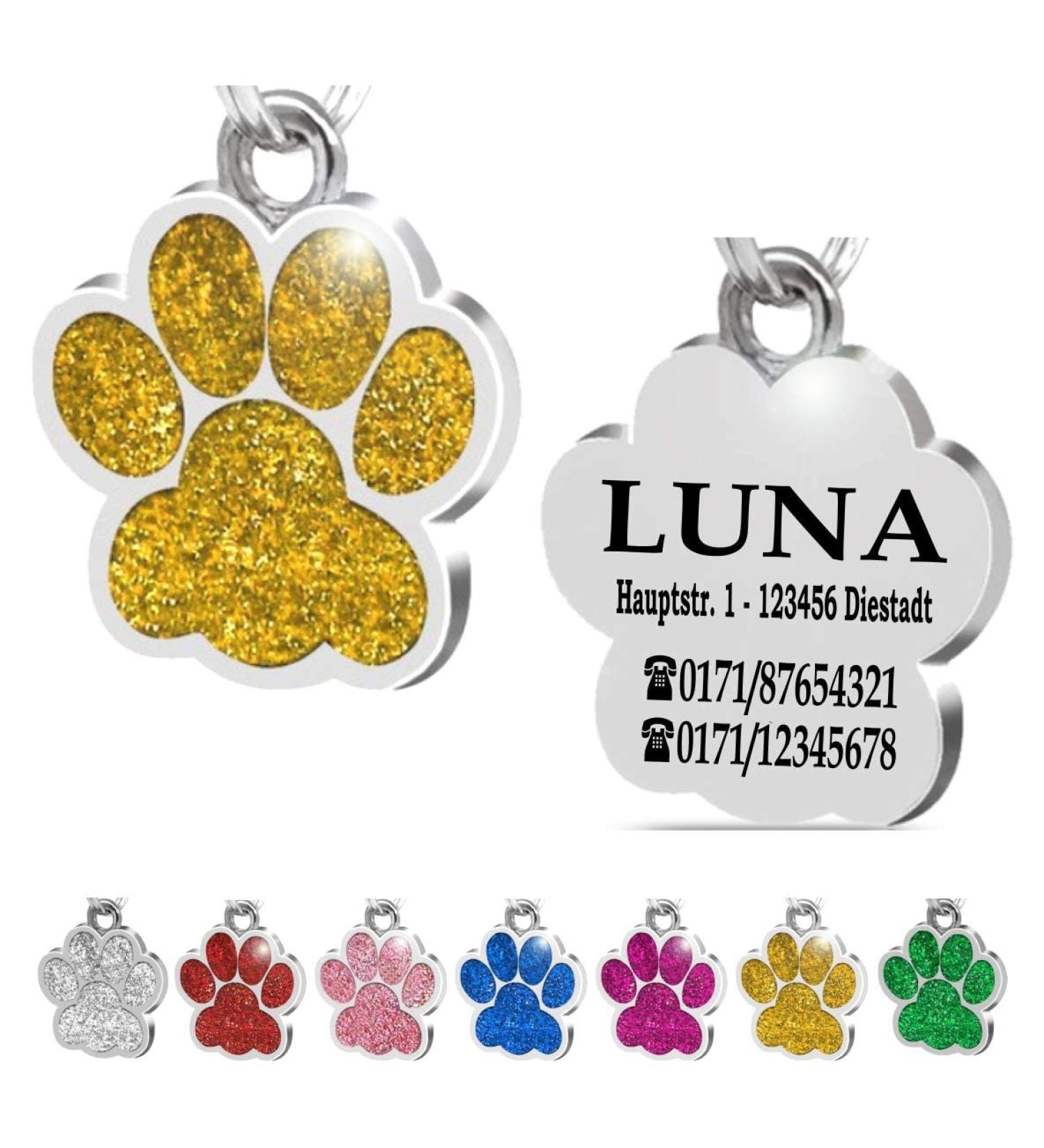 Personalized Paw Pendant for Dogs & Cats | Ibera Gifts - Custom Engraved Dog Collar & Cat Necklace in Gold Yellow - Buy Online on GoSupps.com