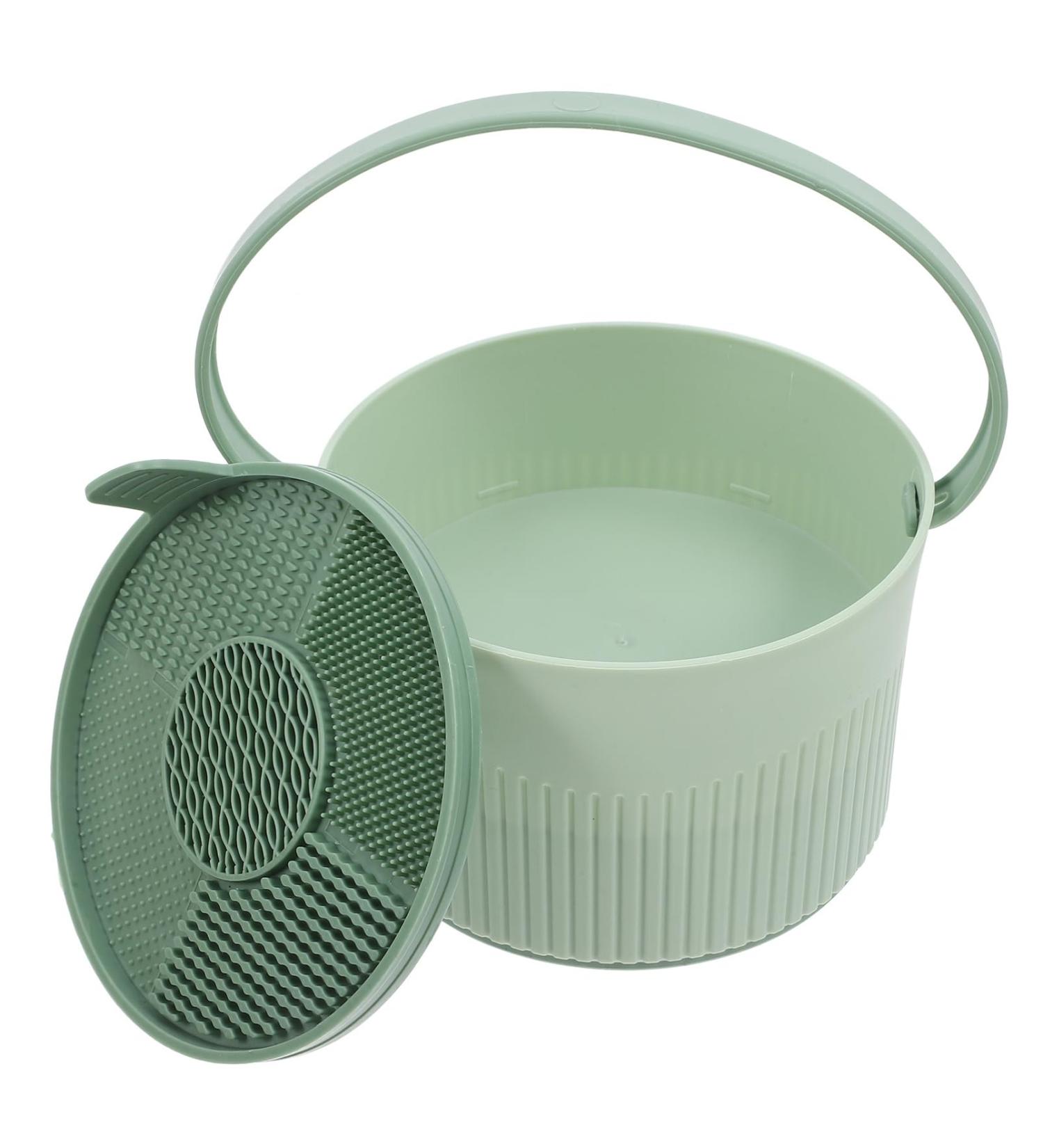 Silicone Makeup Brush Cleaning Bowl & Mat - Eco-Friendly Drying Holder for Art Brushes & Sponges - Green - Buy Online on GoSupps.com