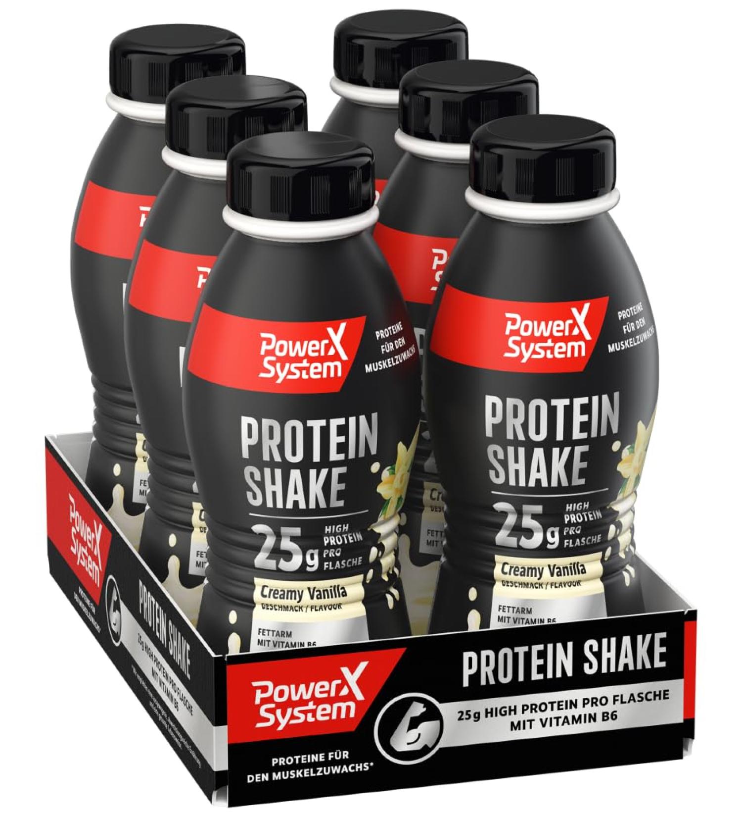Power System Protein Shake Creamy Vanilla - 6 x 310ml High Protein Drink | 25g Protein Vitamin B6 | Ideal for Fitness & Weight Management - Buy Online on GoSupps.com