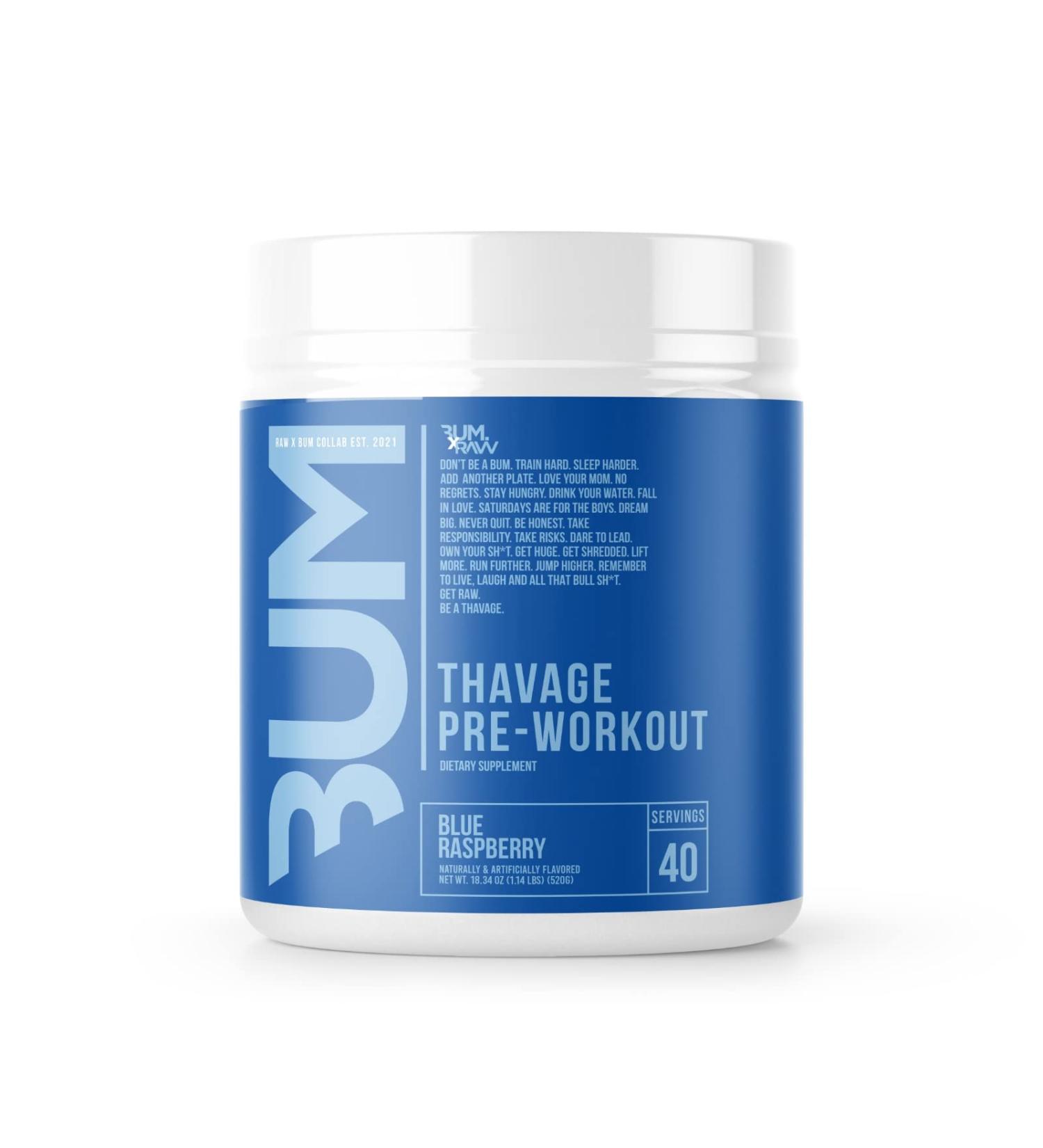 Thavage Pre Workout - Blue Raspberry | Chris Bumstead Formula | Pre-Workout Powder for Men & Women | Energy Boost for Working Out | 40 Servings - Buy Online on GoSupps.com