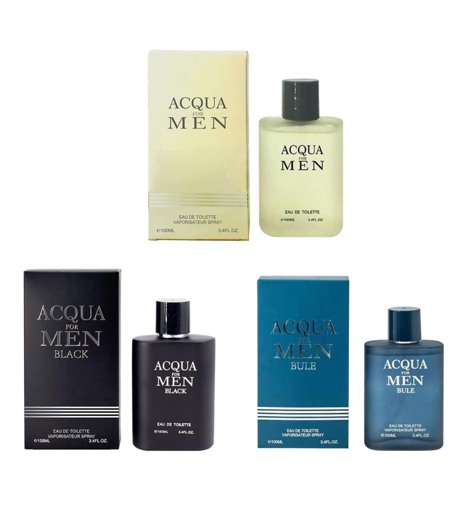 Acqua Cologne for Men Combo (3.4oz / 100ml x 3pcs) Eau de toilette (Impression of Acqua Acqua Black Acqua Blue) Pack of 3pc - Buy Online on GoSupps.com