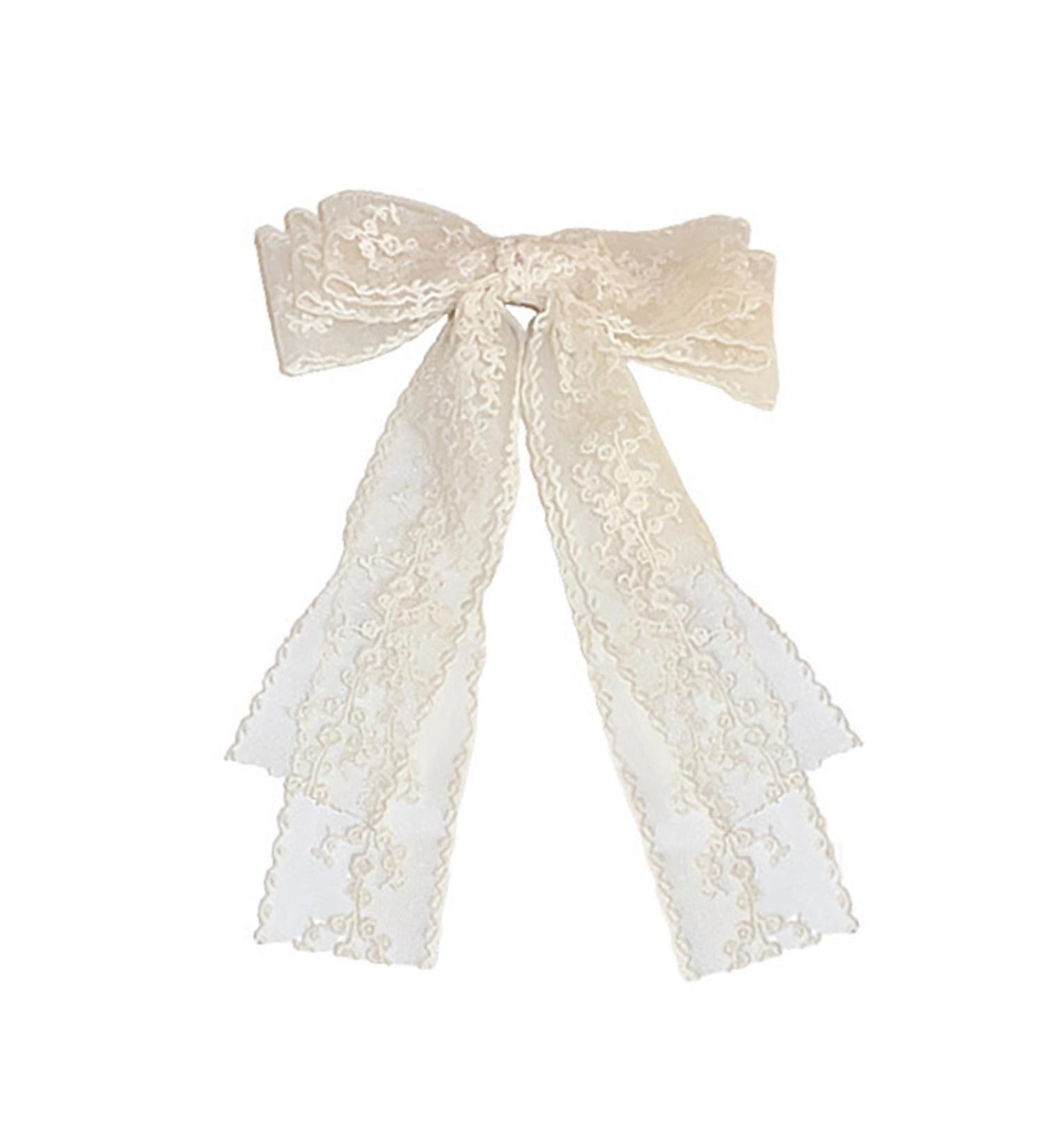 White Lace Hair Bow Hair Clip for Women Metal Hair Clips with Long Tail 90's Hairpin Barrette Bride to Be Gifts Bridesmaid Favors Party Decorations - Buy Online on GoSupps.com