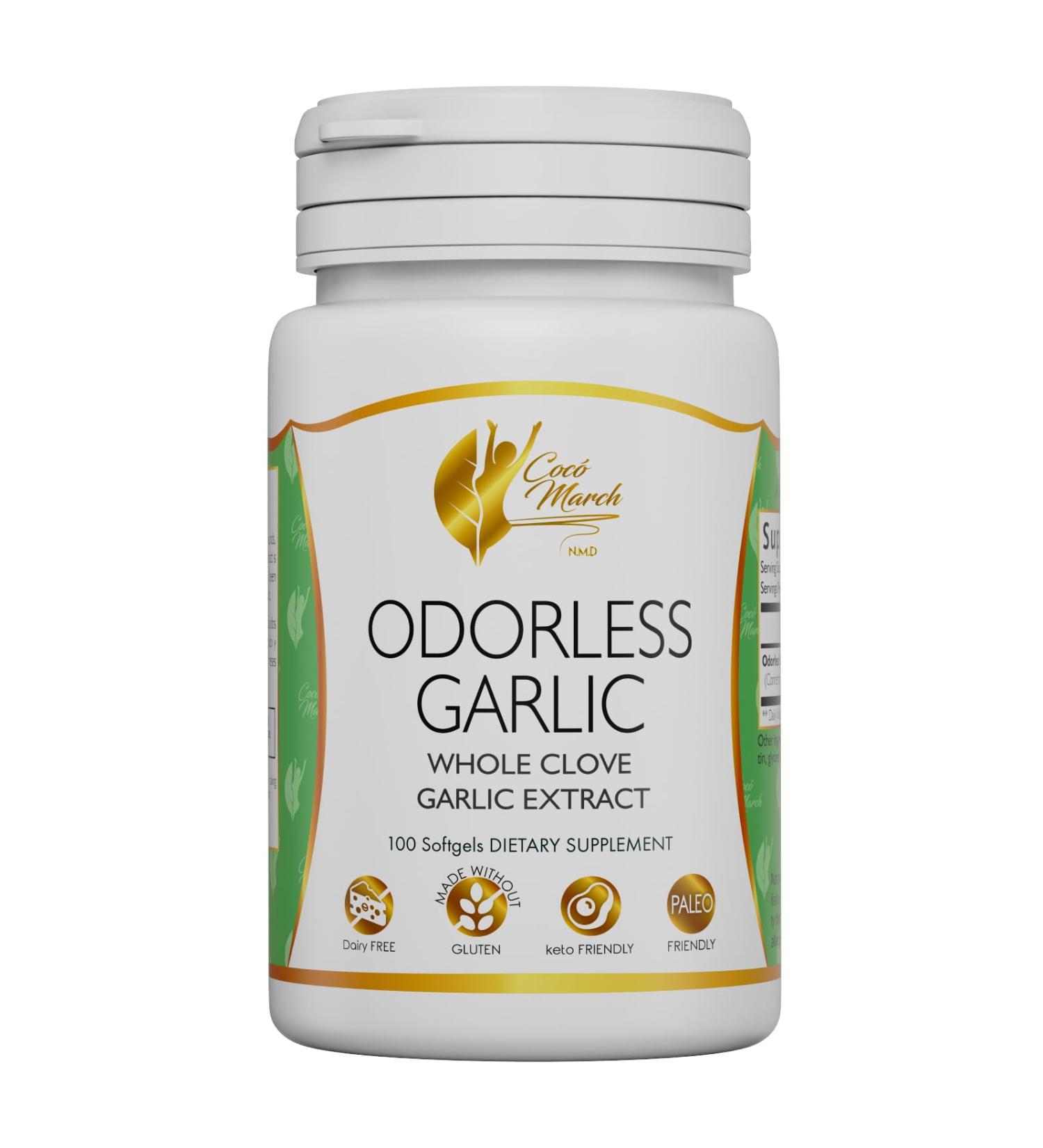 Coc March N.M.D Garlic Oil Supplement Odorless Garlic Extract from Whole Garlic, Immune Support & Microbiome Health, Clean Formula, Gluten & Dairy Free, Paleo & Keto Friendly, 50 Servings - Buy Online on GoSupps.com