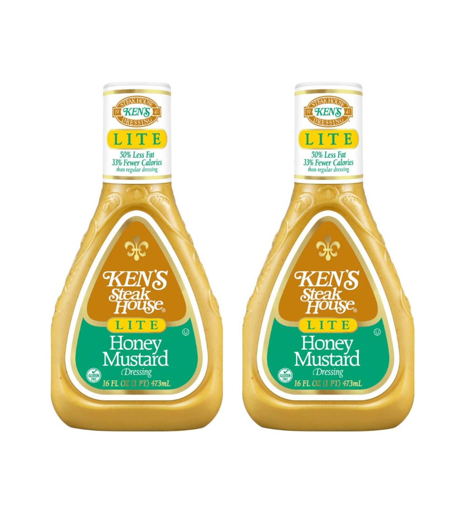 Ken's Steak House Lite Honey Mustard Dressing 16 Fl Oz (Pack of 2) - Delicious and Light Dressing - Buy Online on GoSupps.com