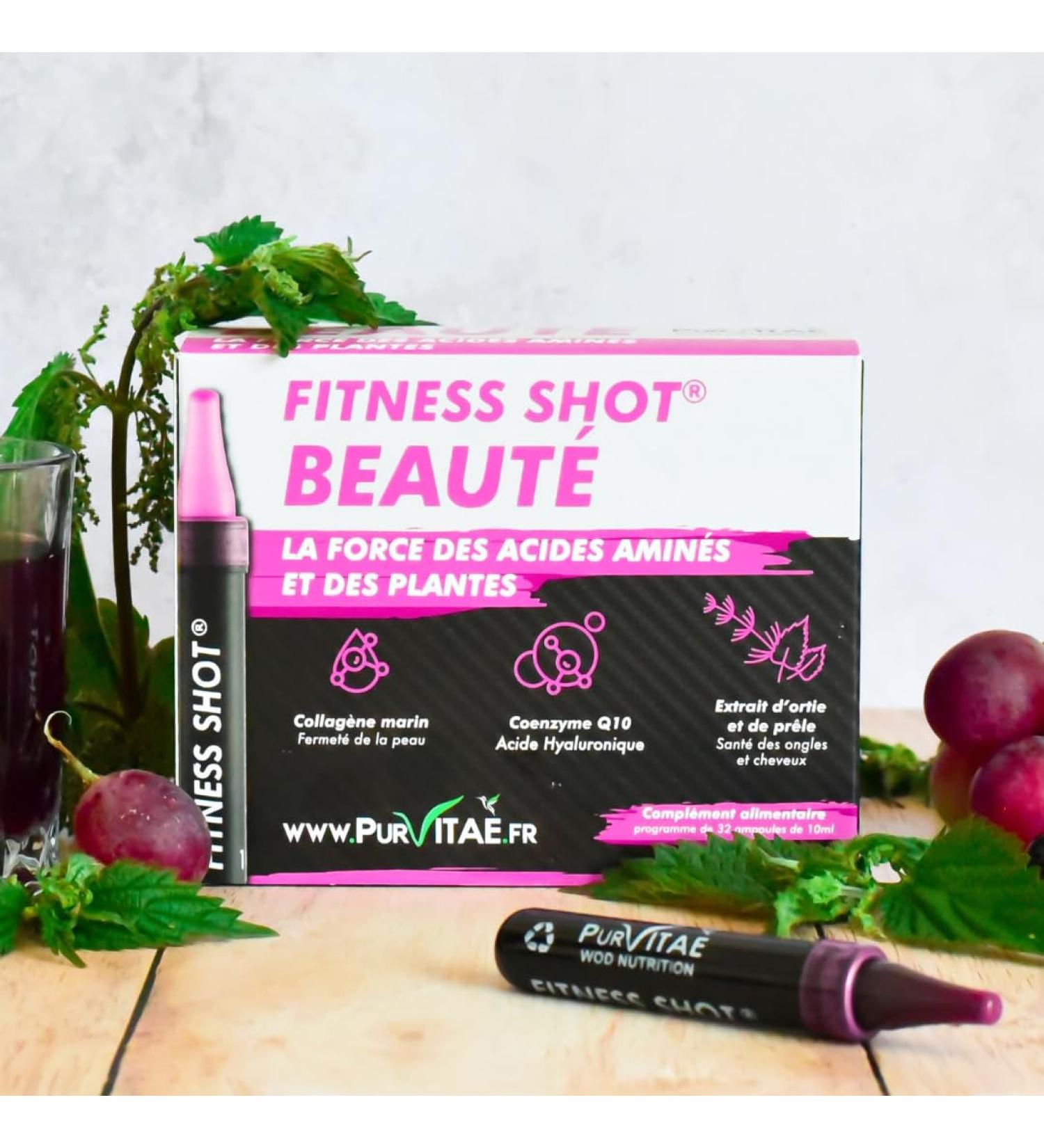 Marine Collagen Q10 Plant Hyaluronic Acid Horsetail and Nettle | FITNESS SHOT Beauty | Skin beauty | Resistant nails | Seal seal | 32 days cure | Pur Vita | French innovation - Buy Online on GoSupps.com