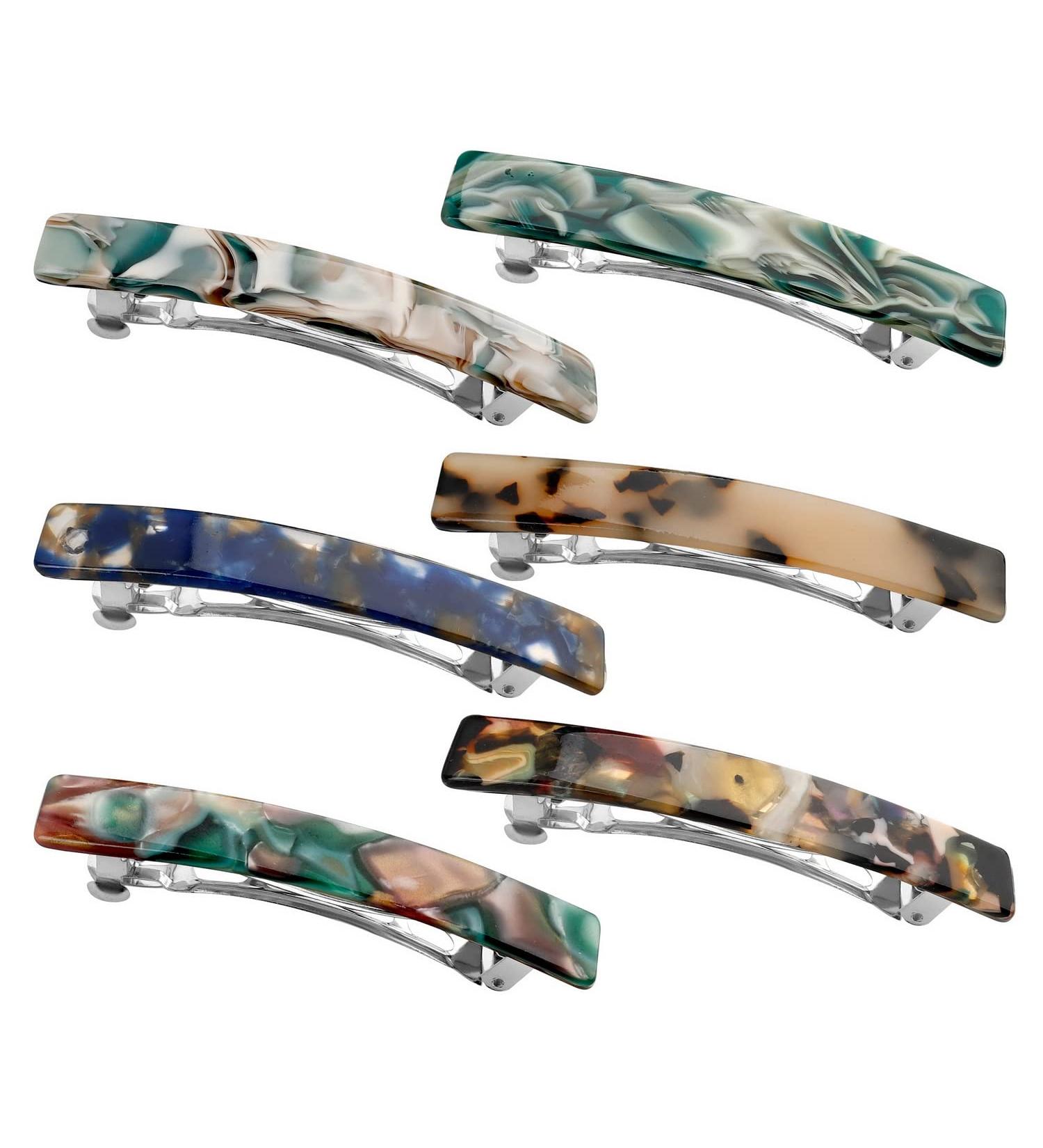 French-Designed Tortoise Shell Hair Barrettes | Acetate & Acrylic | Automatic Clip for Women - Buy Online on GoSupps.com