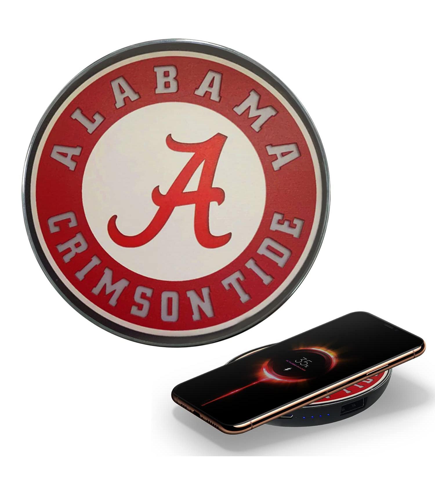 University of Alabama Qi Wireless Charger with Illuminated Crimson Tide Logo & Built-in Power Bank for Wired and Wireless Charging. Officially Licensed Collegiate 100% Portable Wireless Phone Charger Alabama Crimson Tide - Buy Online on GoSupps.com