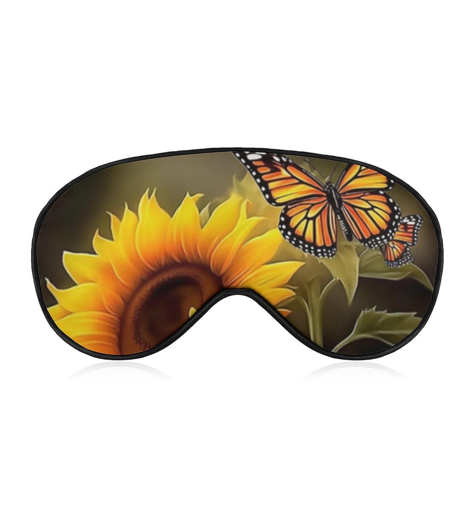 Sunflower Butterfly Sleep Eye Mask with Elastic Strap for Women Men - Perfect for Sleep, Travel, and Nap - Buy Online on GoSupps.com
