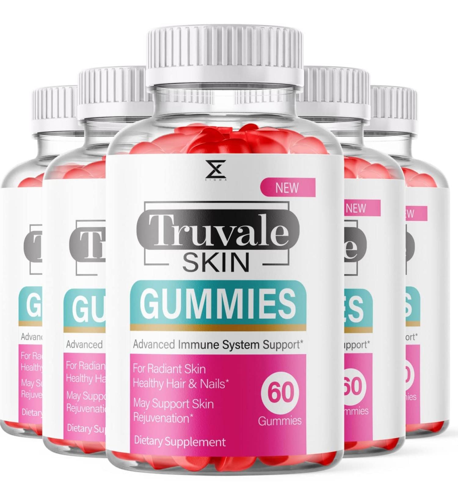 (5 Pack) Truvale Skin Gummies Truvale Gummies for Advanced Immune System Support Truvale Skin Gummy (300 Gummies)