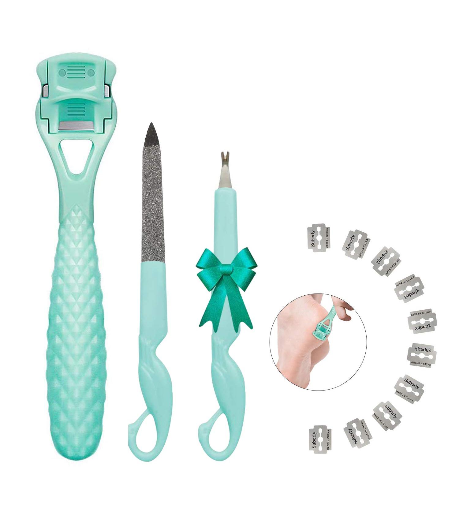 Premium Stainless Steel Foot Care Set for Dry Wet Foot Heel Callus Dead Cracked Skin - Green - Buy Online on GoSupps.com