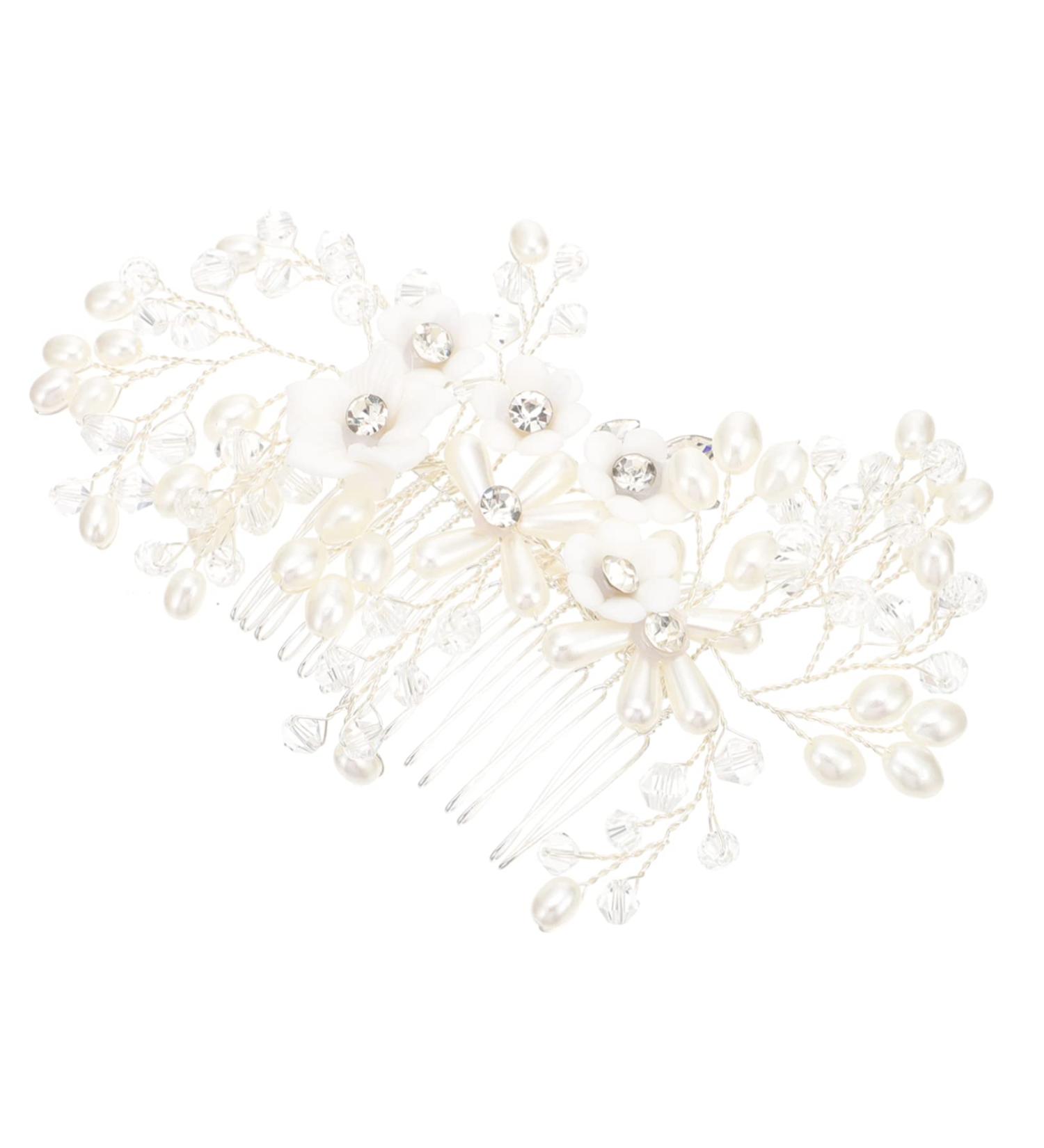 DOITOOL Flower Rhinestone Hair Comb Pearl Hair Accessories Jeweled Hair Clips Bridal Headpieces for Wedding Hand Cream Pump Dispenser Tiara Bride The Flowers Rhinestones White Zinc Alloy - Buy Online on GoSupps.com