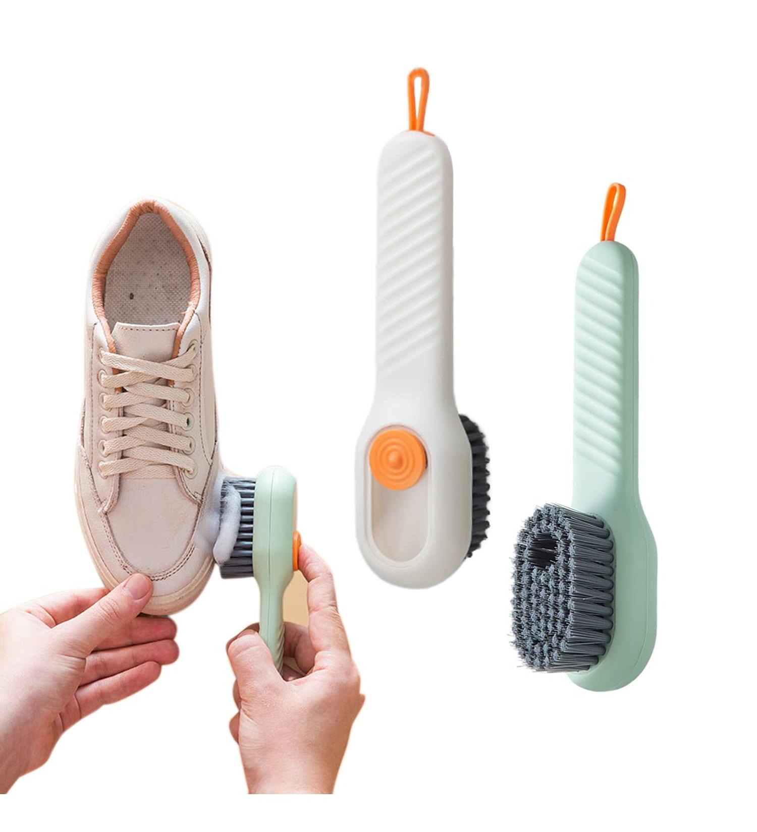 2 PCS Shoes Brush Cleaning Brush with Liquid Box Multifunctional Brush for Cleaning Cleaning Tool for Home Kitchen Bathroom.(White Green) - Buy Online on GoSupps.com