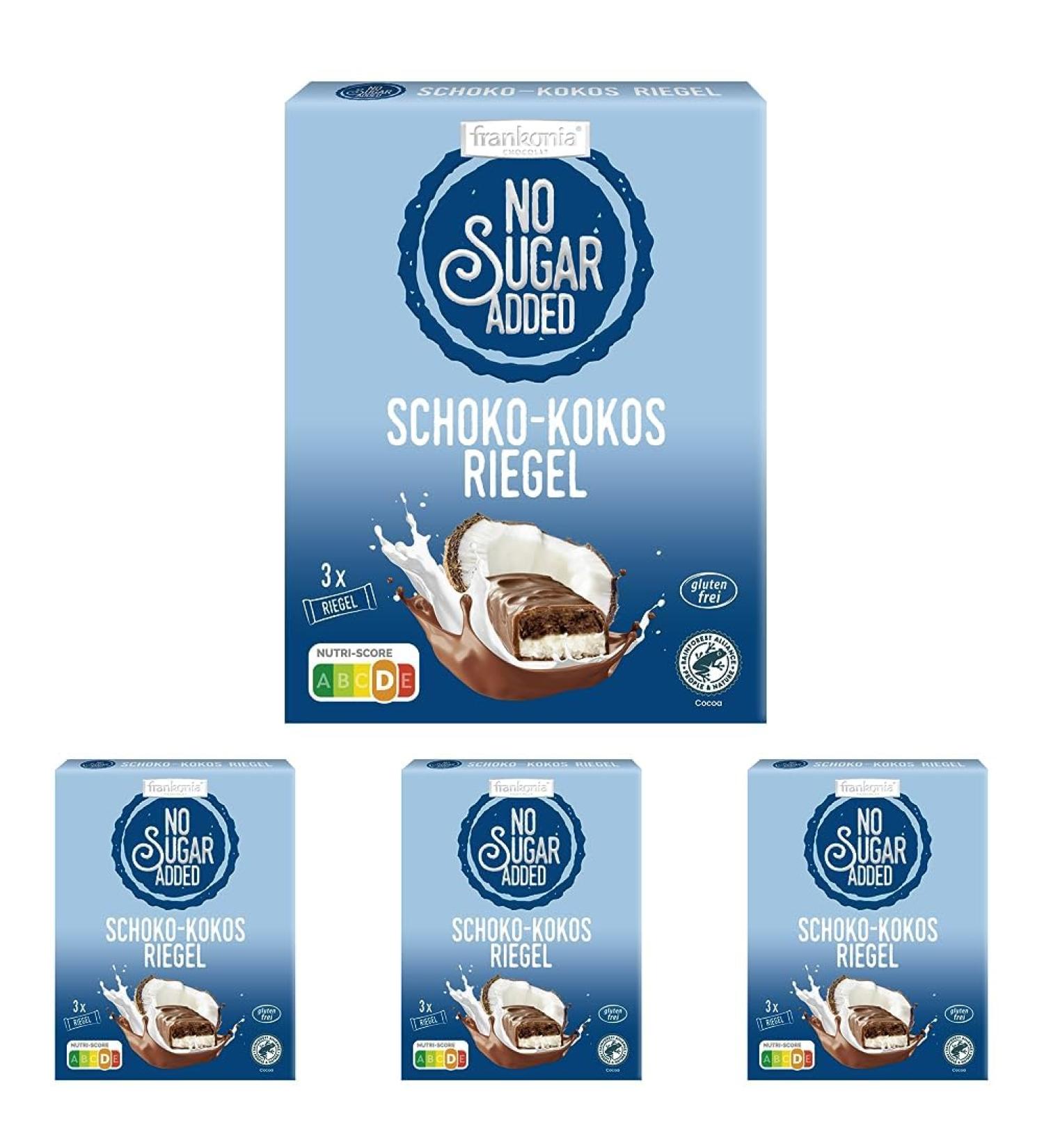 Frankonia No Sugar Added Chocolate-Coconut Bar 100g - Pack of 4 | Healthy Snack for International Shipping - Buy Online on GoSupps.com
