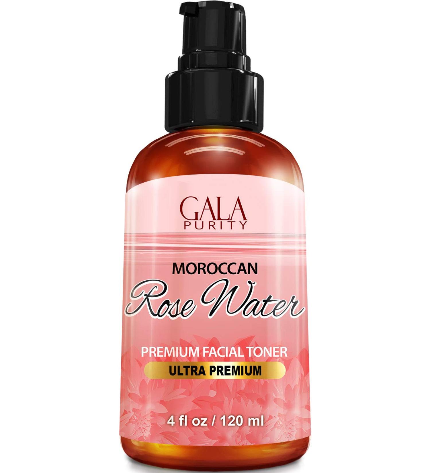 Pure Rose Water Large 4oz (Moroccan) Made from Petals: 100% All Natural Rosewater Bottle - Best Complete Facial & Skin Toner Hair Oil Moisturizer and Cleanser - Makes a Great Rose Tub Tea Rosewater 4 Fl Oz (Pack of 1)