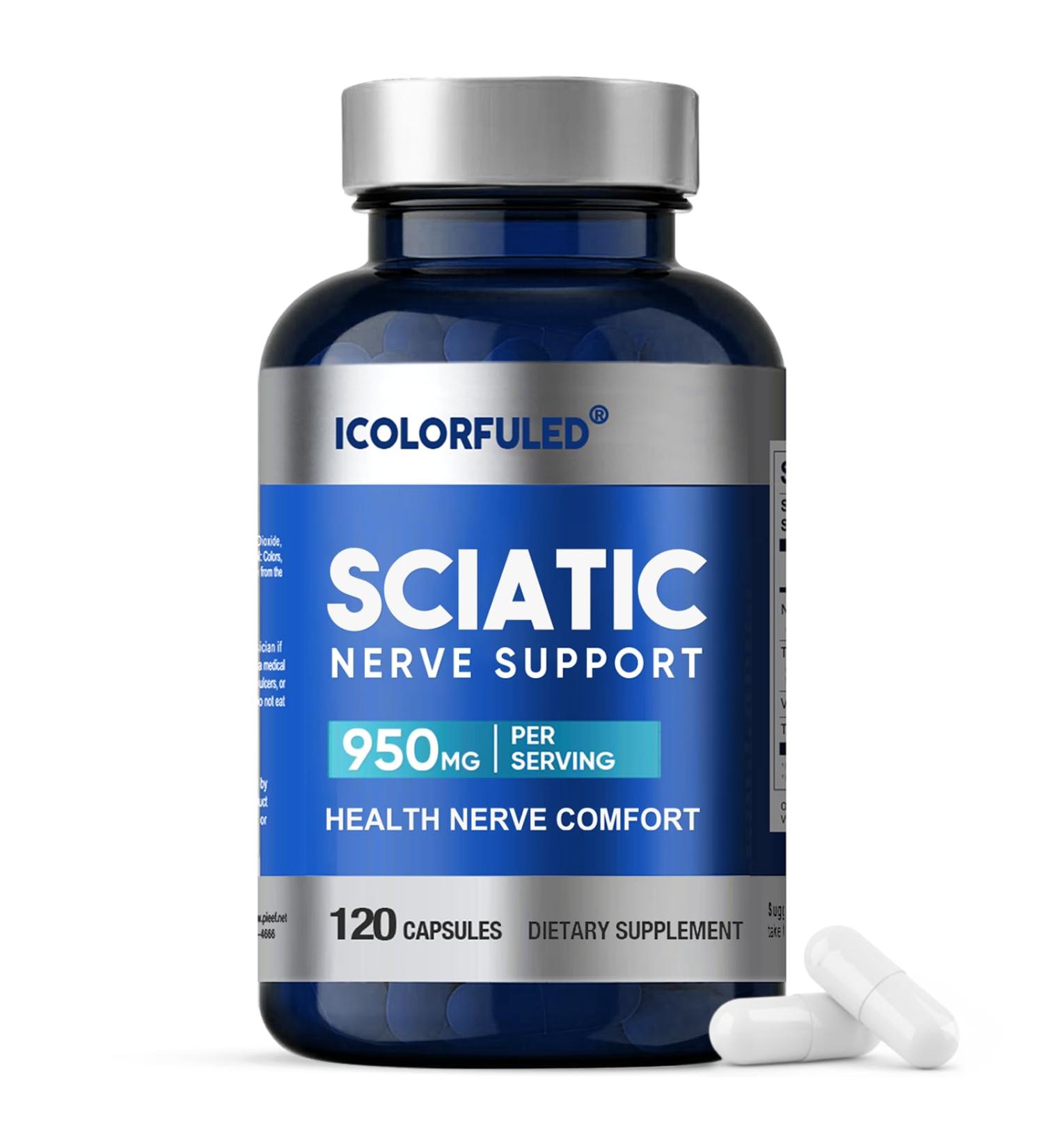 icolorfuled Sciatic Nerve Capsules Sciatic Nerve Pain R lief Suppl -Ment with 300mg Alpha Lipoic Acid & B-Complex Vitamins 120 Capsules for Hip Hand Leg & Lower Back Comfort - Buy Online on GoSupps.com