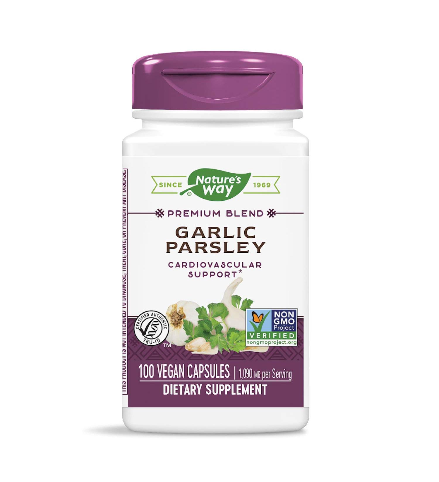 Nature's Way Garlic Parsley 1090 mg - 100 Vegan Capsules for Heart Health - Buy Online on GoSupps.com