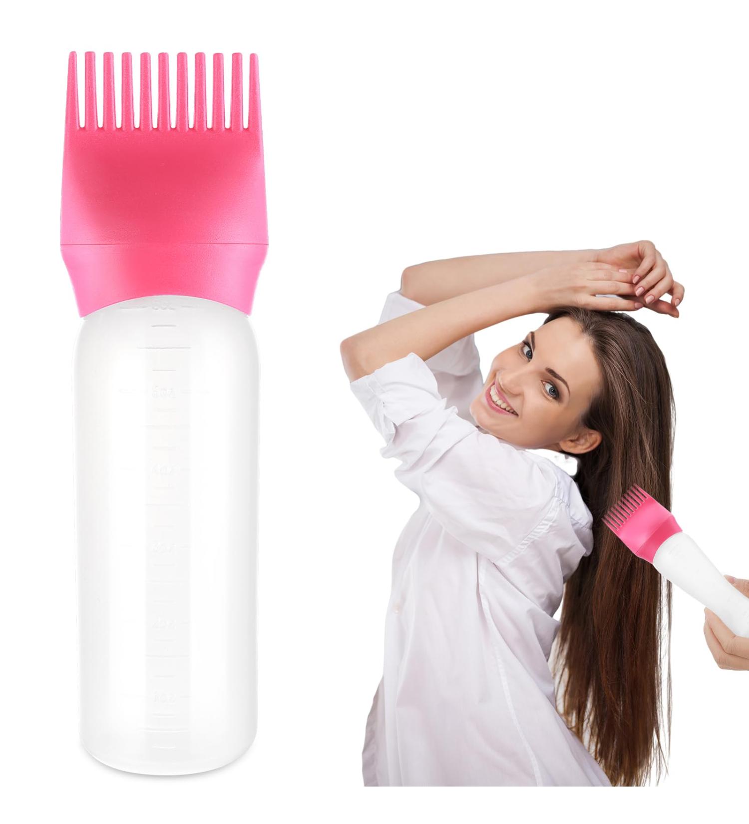 Root Comb Applicator Bottle 170ml - Professional Hair Oil & Dye Applicator with Brush | Dark Pink - Buy Online on GoSupps.com