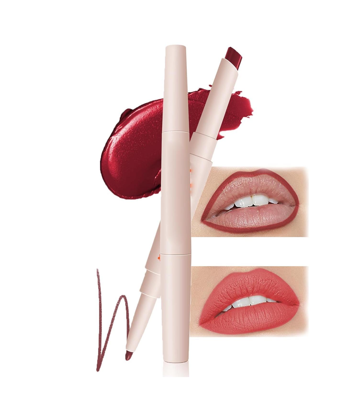 GeRRiT 2 in 1 Lipstick and Lip Liner Dual Set for Women Velvet Matte Lipstick Creamy Lip Pencil Long Lasting Smudge-Proof - Buy Online on GoSupps.com