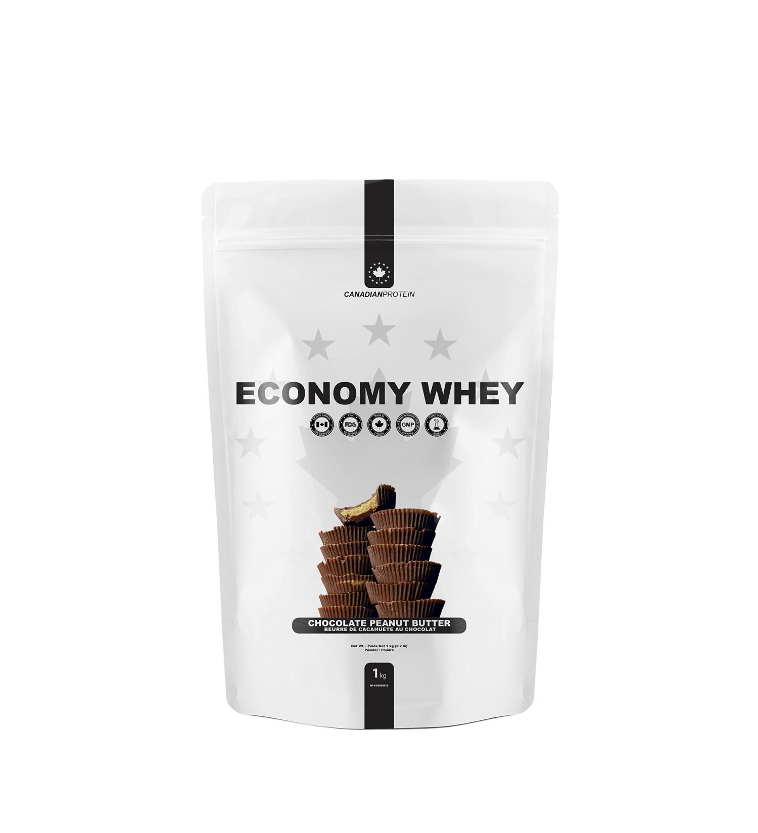 Canadian Protein Economy Whey 21g of Protein | 1 kg of Chocolate Peanut Butter Flavoured Low Carb Keto Friendly Workout Recovery Protein Shake Chocolate Peanut Butter 1 kg - Buy Online on GoSupps.com