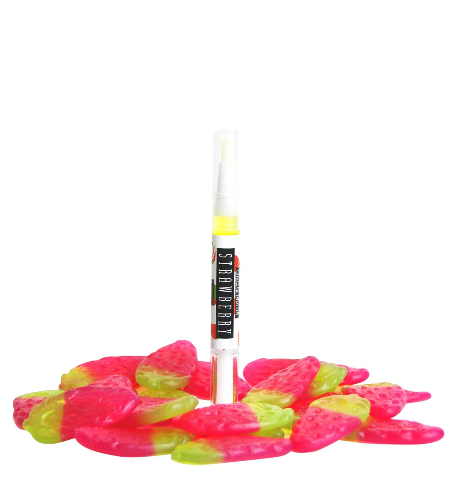 Strawberry Fragrance Scent Moisturising Cuticle & Nail Oil Travel Brush Pen For hyrating and nourishing dry and brittle nails