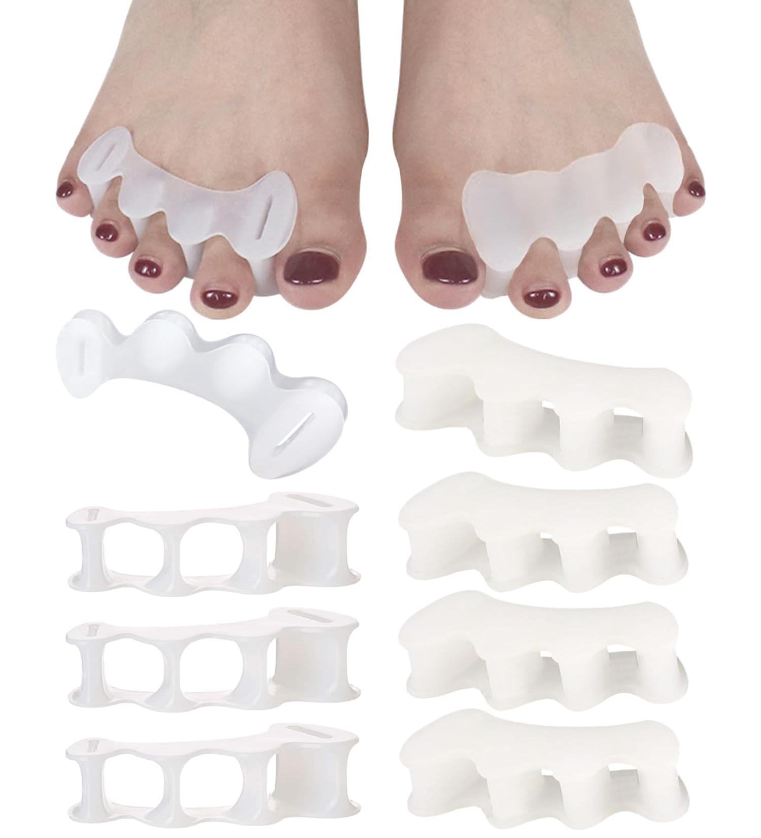 8Pcs Toe Spacers Set for Men and Women - Toe Separators for Feet Pain Relief - Includes 4 Firm and 4 Soft Gel Spacers - Correct Toes, Toe Spreaders, Straighteners - Ideal for Hammer Toe and Bunion - Medium Size - Buy Online on GoSupps.com