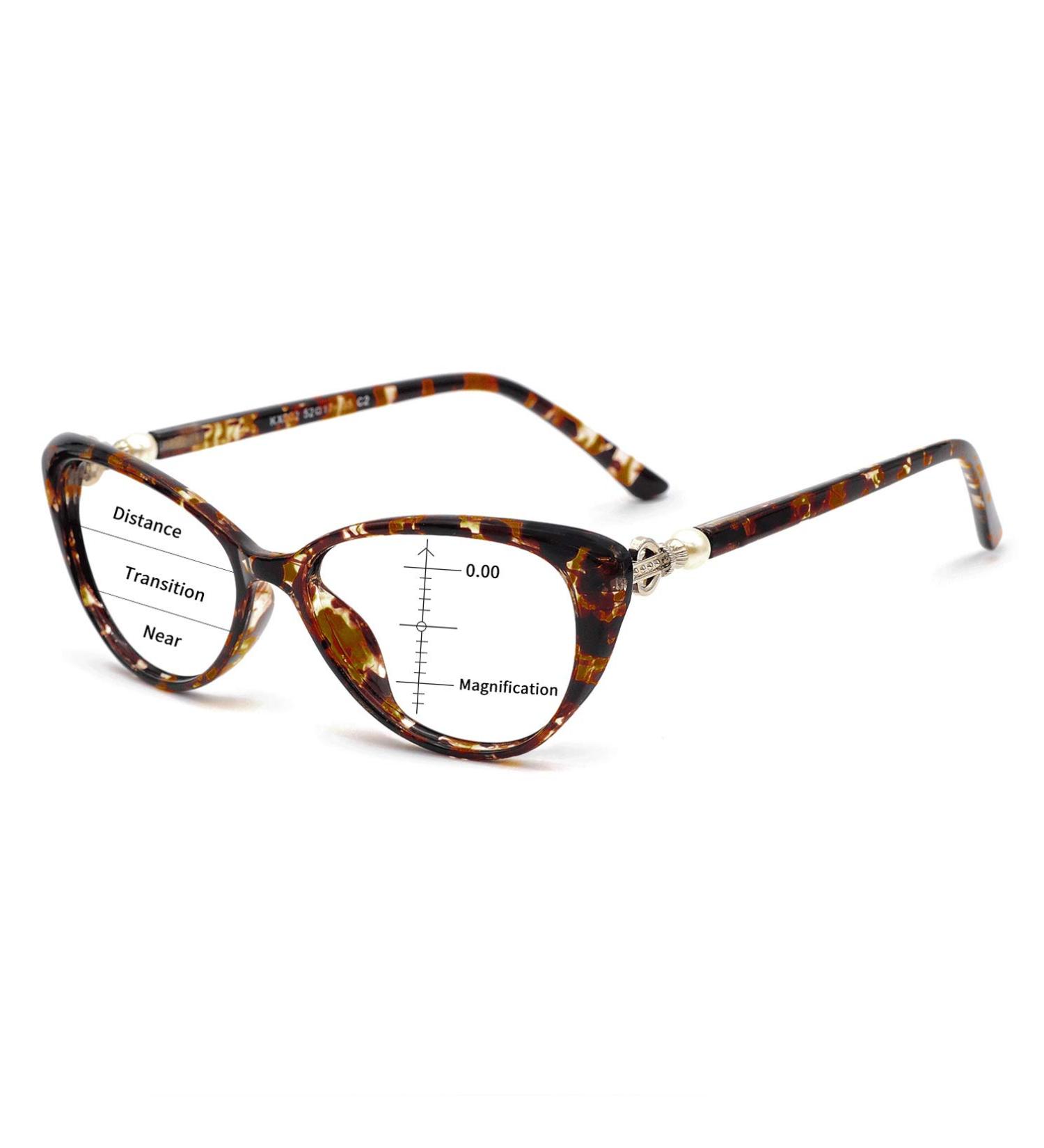 MARE AZZURO Progressive Multifocal Blue Light Blocking Cateye Reading Glasses for Women - Brown 2.50x - Stylish & Eye Protection - Buy Online on GoSupps.com