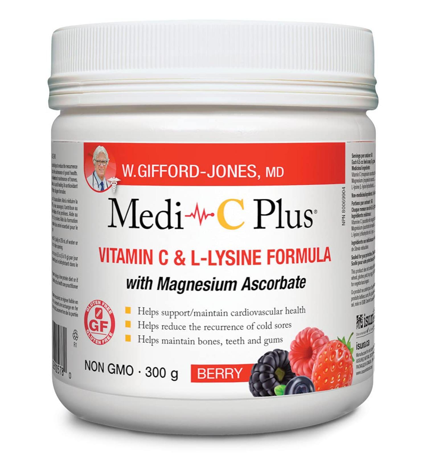 Medi C Plus Lysine Berry Flavour 300G - Preferred Nutrition | International Shipping Available - Buy Online on GoSupps.com