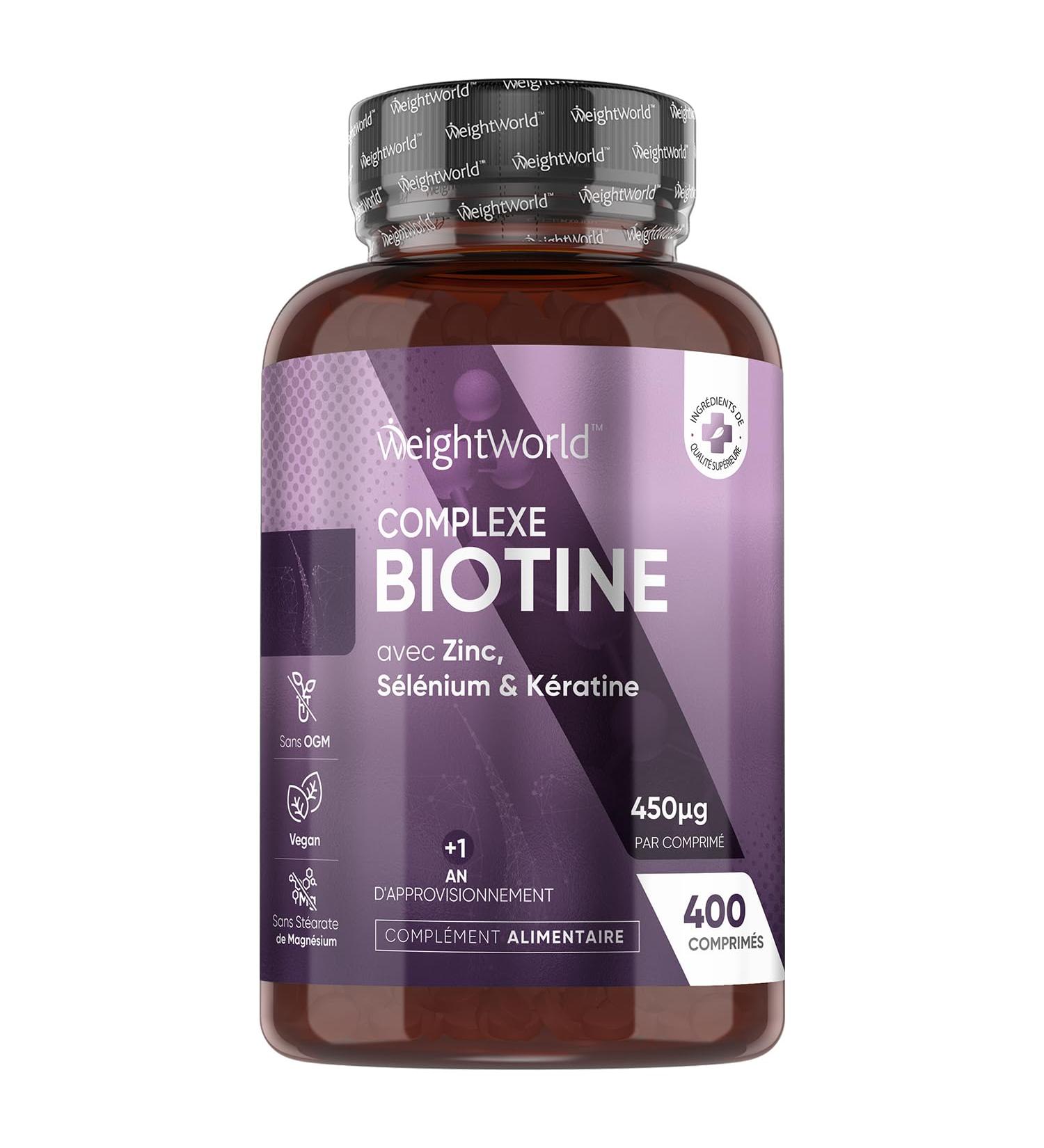 Biotin With Keratin Selenium and Zinc Dietary Supplement - 400 Vegan Tablets For Over 1 Year - For Hair Growth Nails and Beard - D-Biotin With Keratin For Women and Men - Buy Online on GoSupps.com