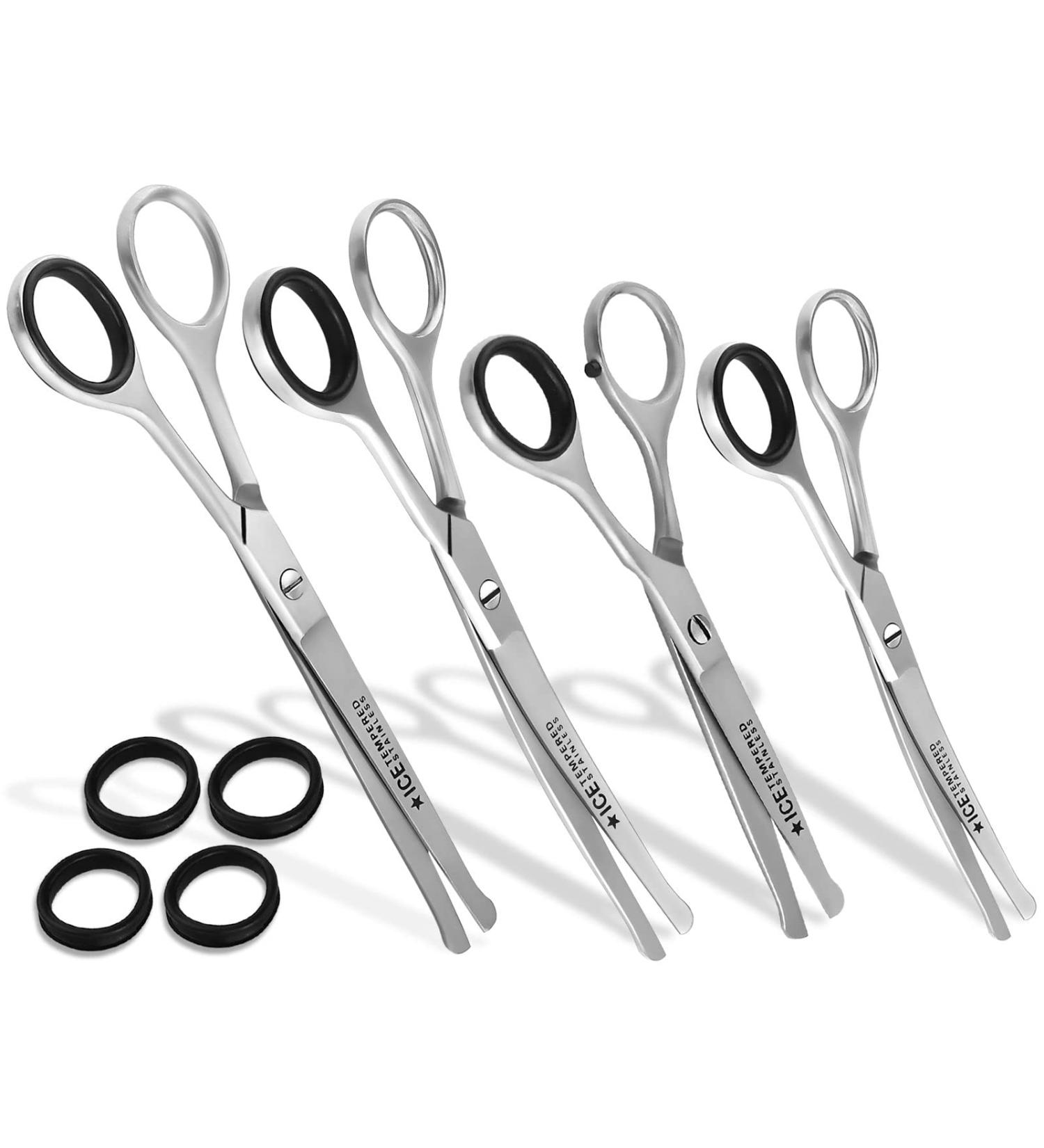 4-Piece Dog Grooming Scissors Set - Straight & Curved Hair Shears for Professional Pet Care - Buy Online on GoSupps.com