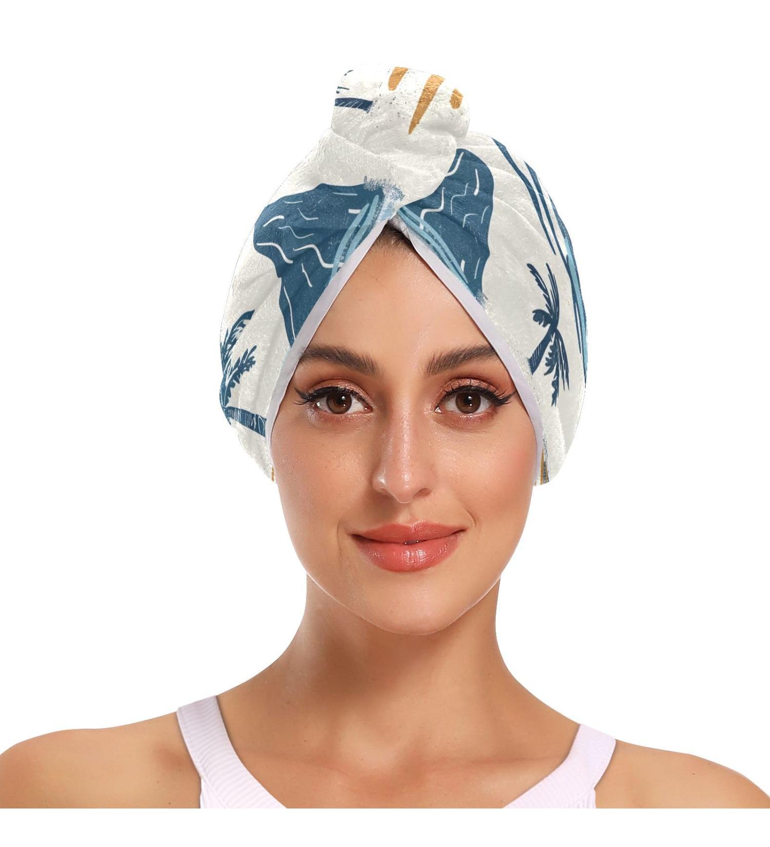 Summer Paradise Island Seamless Hair Towel 2 Pack | Super Absorbent Quick Dry Hair Turbans for Women & Girls - Buy Online on GoSupps.com