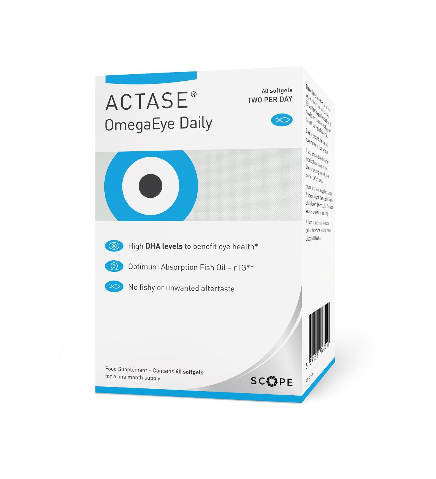 Actase OmegaEye Daily - High DHA Omega-3 Eye Care Supplement for Healthy Vision - 60 Softgels - Buy Online on GoSupps.com
