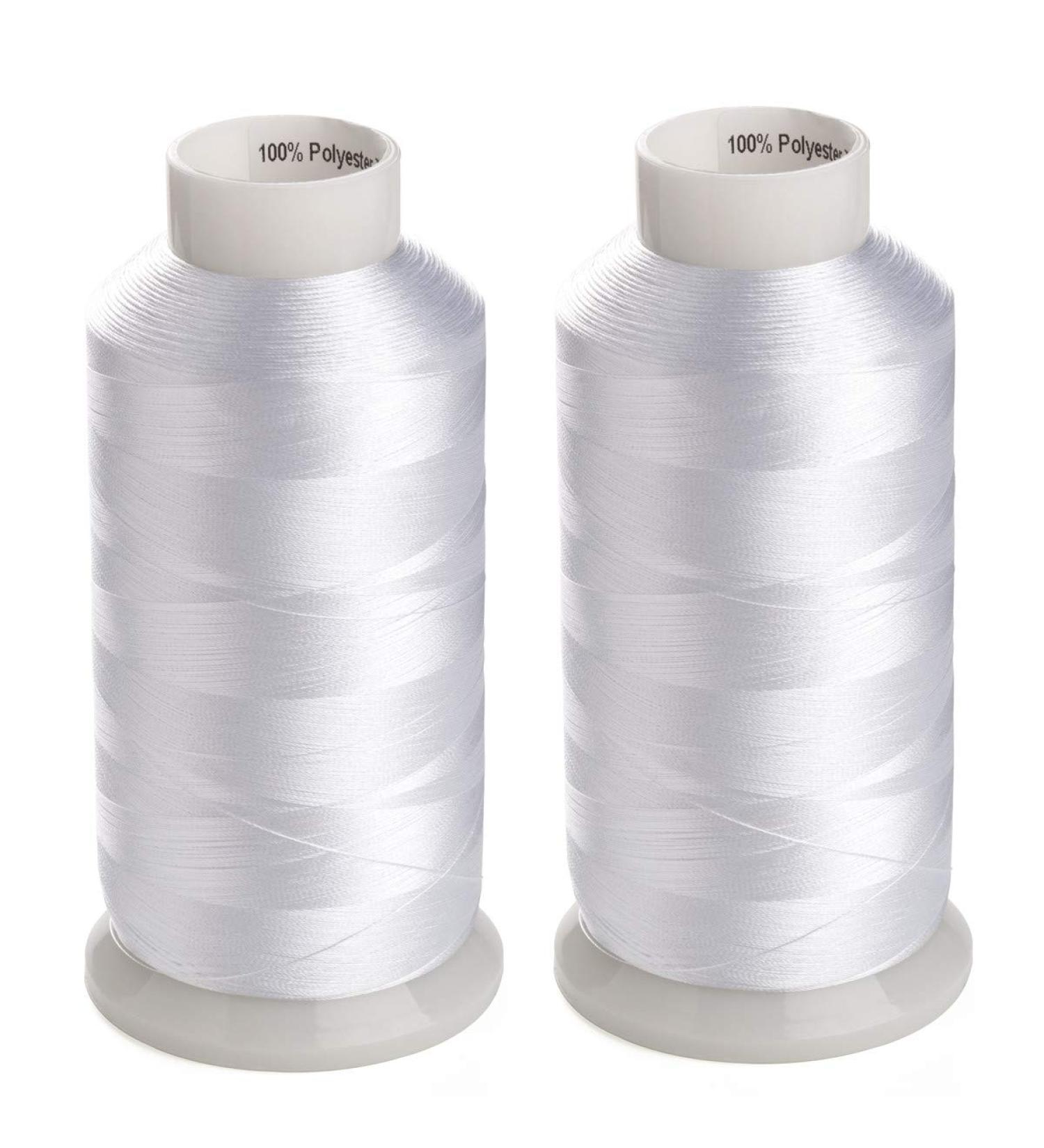 Simthread 2 Huge Spools White Bobbin Fill Thread 60WT - 5500 Yards for Embroidery & Sewing Machines - Buy Online on GoSupps.com