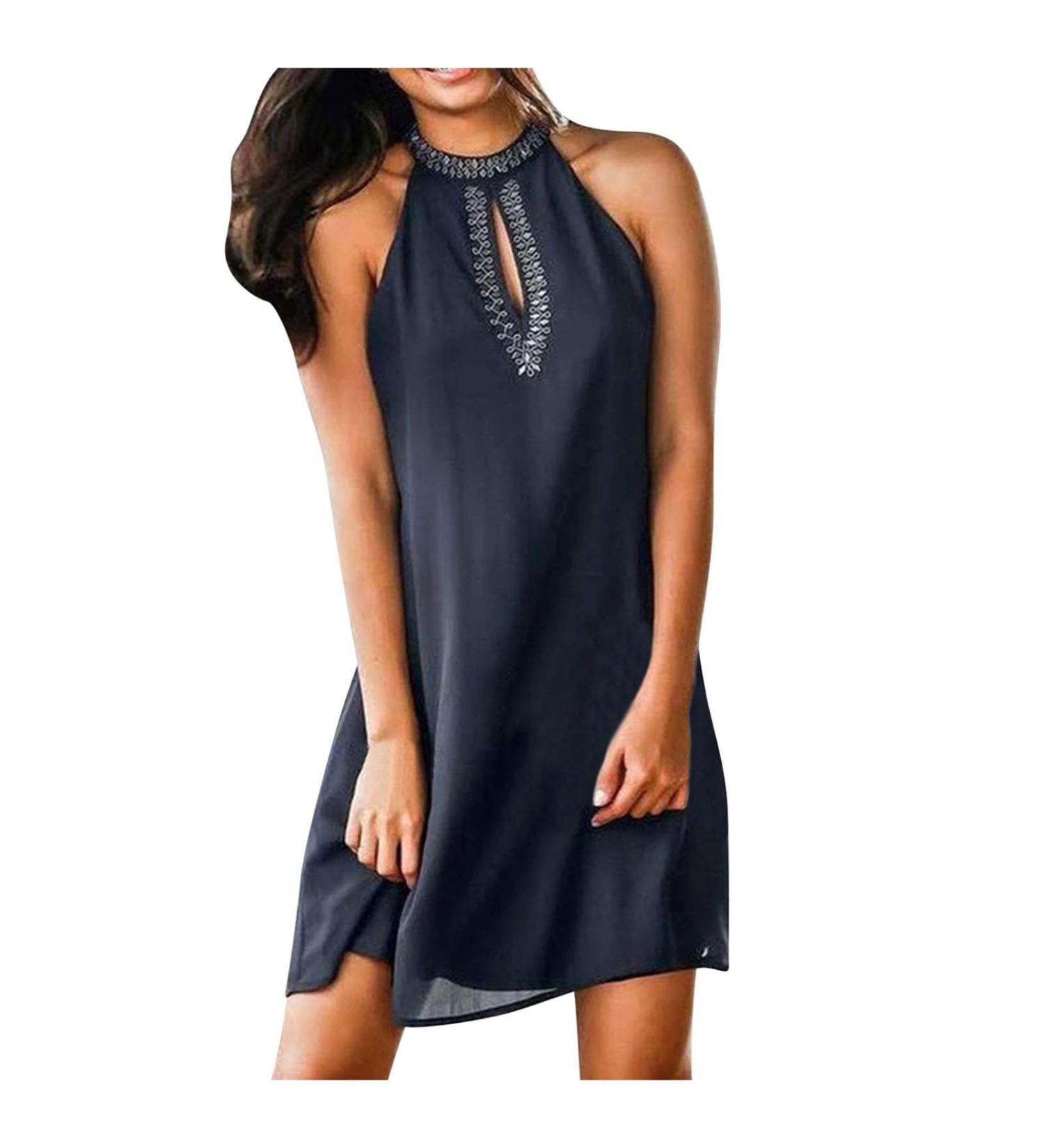 Ronony Boho Dresses for Women | Elegant Sleeveless Summer Mini Dress | Geometric Prints & Floral Designs | Perfect Beach Leisure Outfit - Buy Online on GoSupps.com