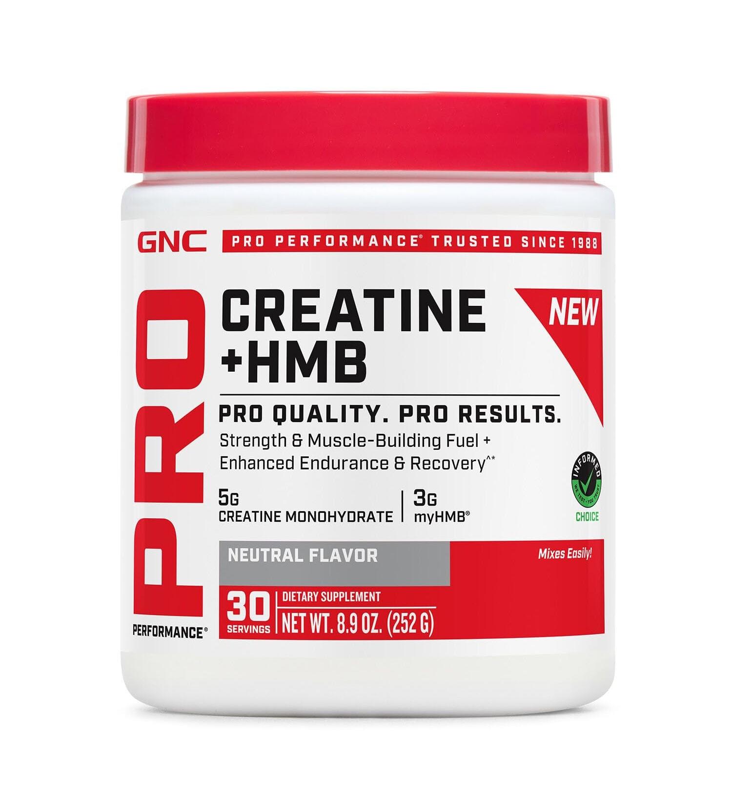 GNC Pro Performance Creatine Monohydrate + HMB Strength and Muscle Building Fuel with 5G of Creatine Monohydrate and 3g of MyHMB (30 Servings) - Buy Online on GoSupps.com