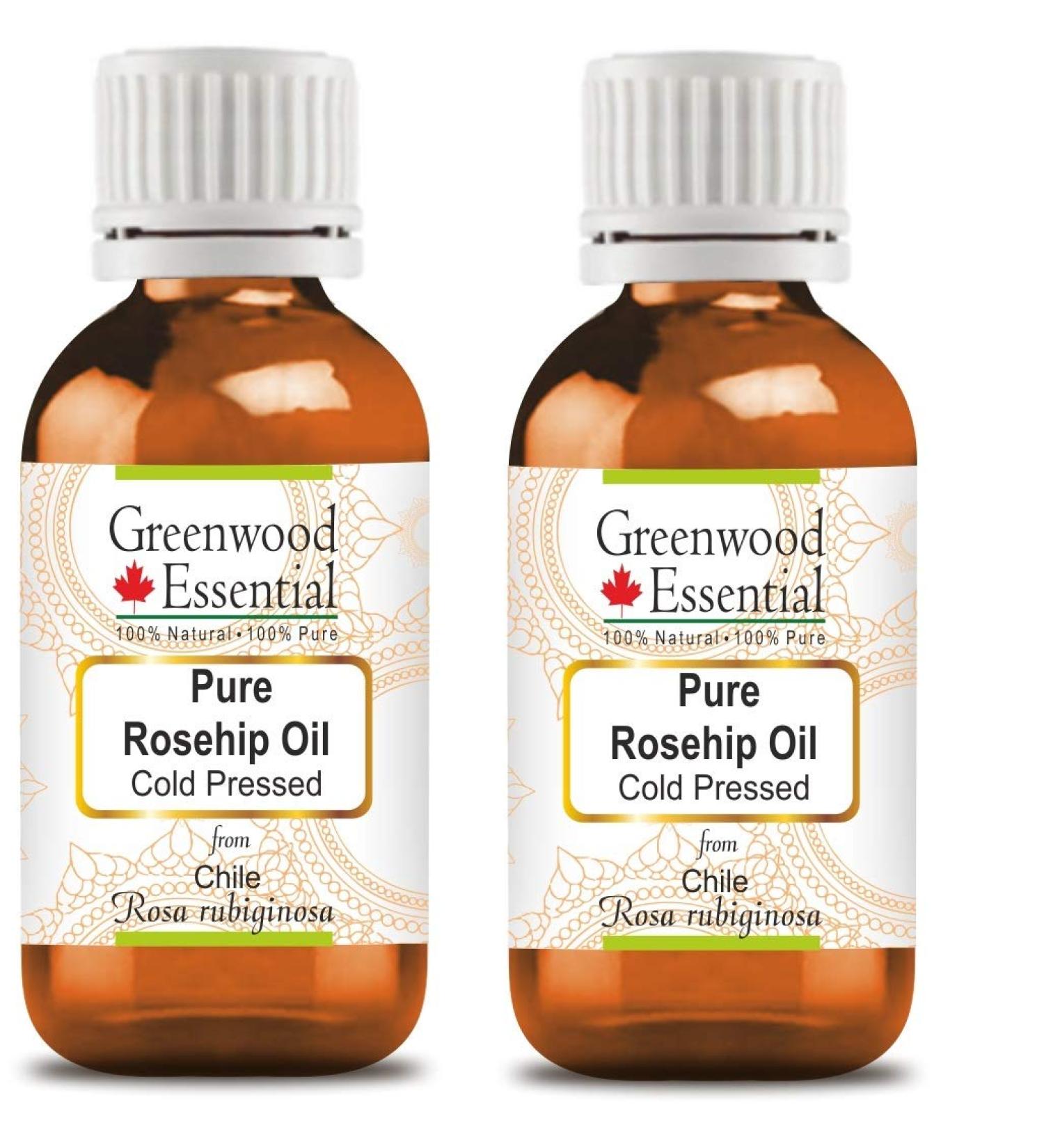 Greenwood Essential Pure Rosehip Oil (Rosa rubiginosa) Cold Pressed (Pack of Two) 100ml X 2 (6.76 oz) 3.38 Fl Oz (Pack of 2) - Buy Online on GoSupps.com