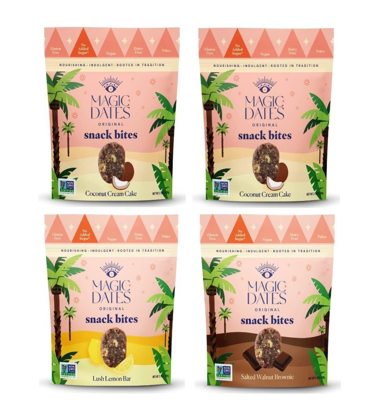 MAGICdATES Dates Snack Bites - California Grown | Gluten Free & Paleo | No Added Sugar | Variety 4 Pack - Buy Online on GoSupps.com