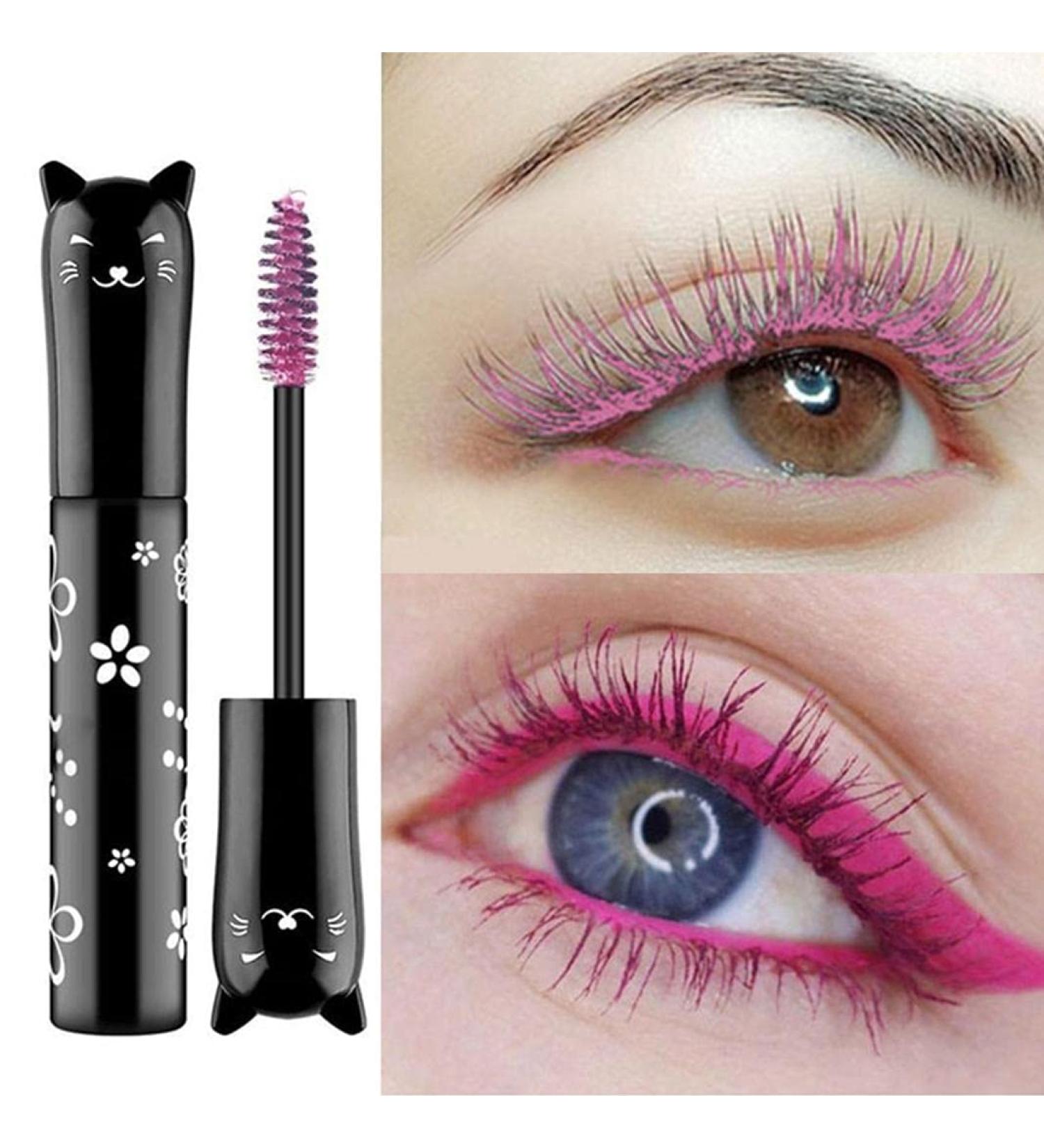 YUAEEEN Silk Fiber Color Mascara, Waterproof Thickening and Lengthening Colored Mascara, Fiber Lash Mascara Waterproof Mascara for Longer and Curler