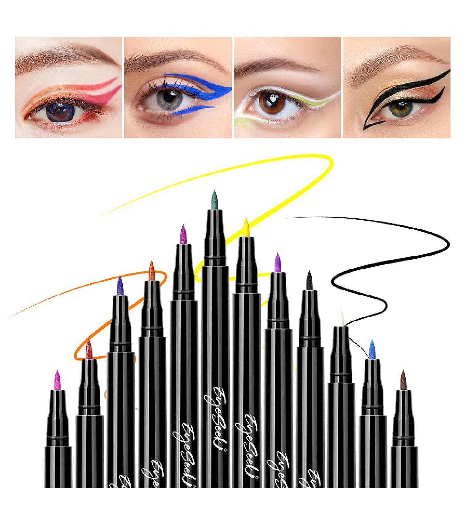 EYESEEK Liquid Eyeliner Pen Set - 12 Vibrant Colors, Waterproof & Smudge-Proof - Buy Online on GoSupps.com