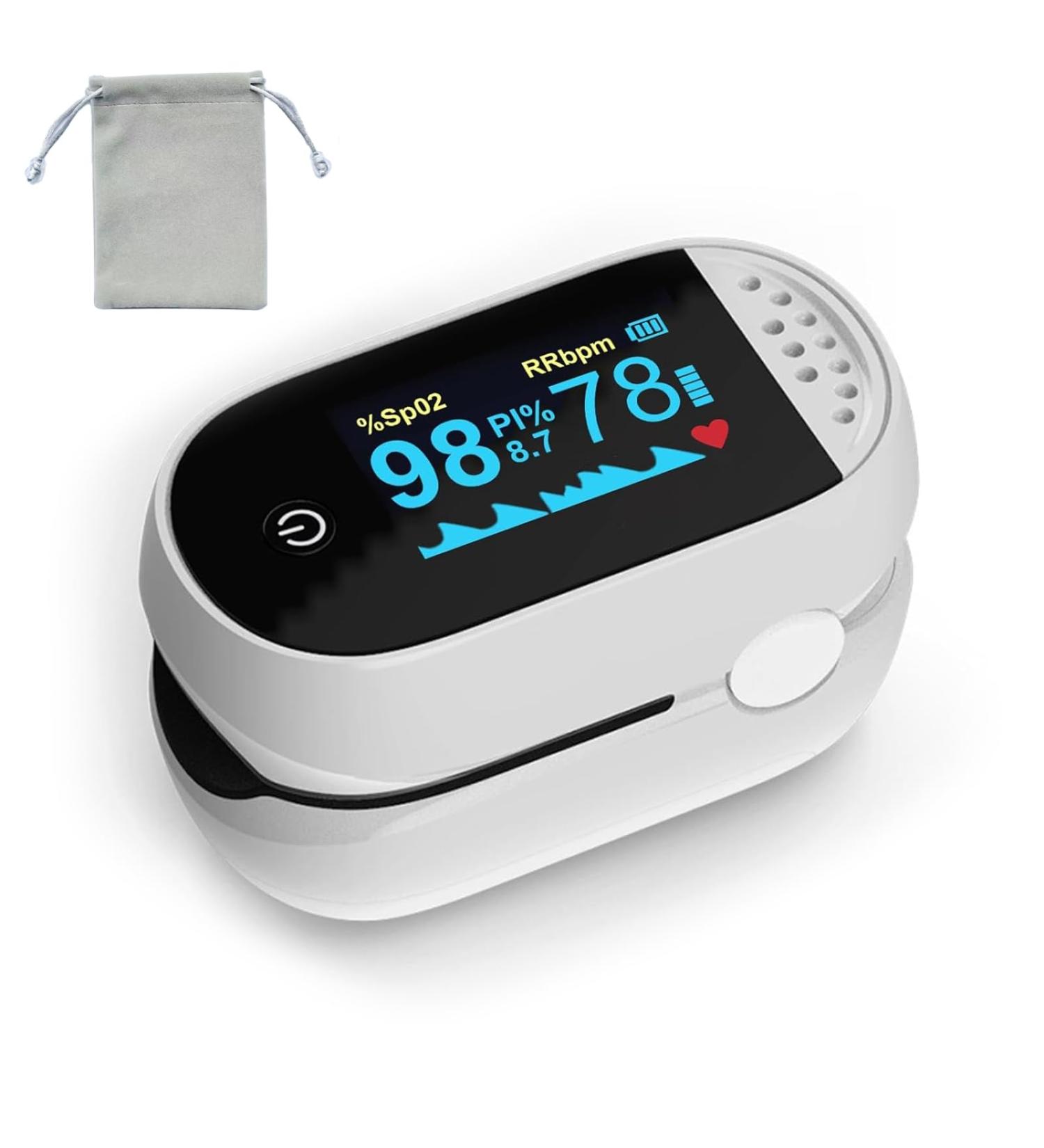 Buy High-Definition Fingertip Pulse Oximeter with Alarm | Fast & Accurate Oxygen Monitor - Includes Batteries & Lanyard - Buy Online on GoSupps.com