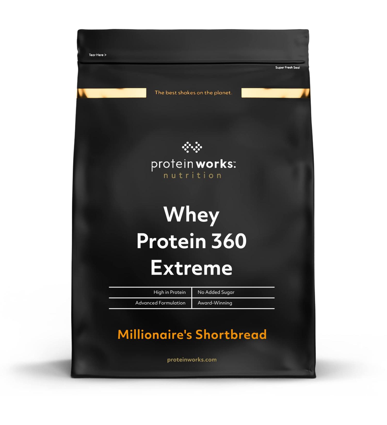 THE PROTEIN WORKS - Whey Protein 360 Extreme | Premium Whey Shake | Protein Intake | Premium Protein | 34 Servings | Chocolate Caramel Biscuit | 1.2kg - Buy Online on GoSupps.com