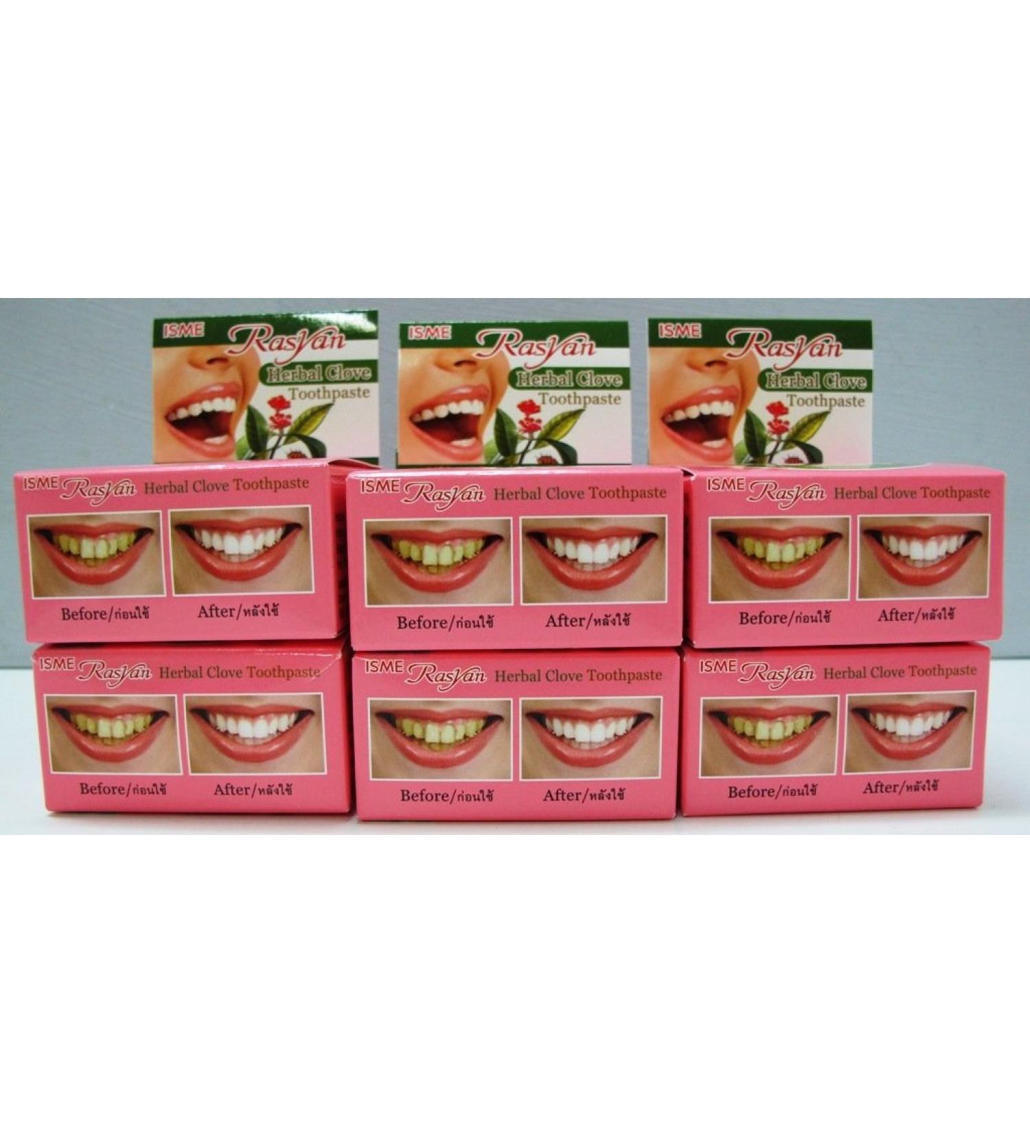 ISME Rasyan Herbal Clove Toothpaste - 6 Box Set | Anti-Bacterial Bad Breath & Tooth Decay Relief | International Shipping Available - Buy Online on GoSupps.com