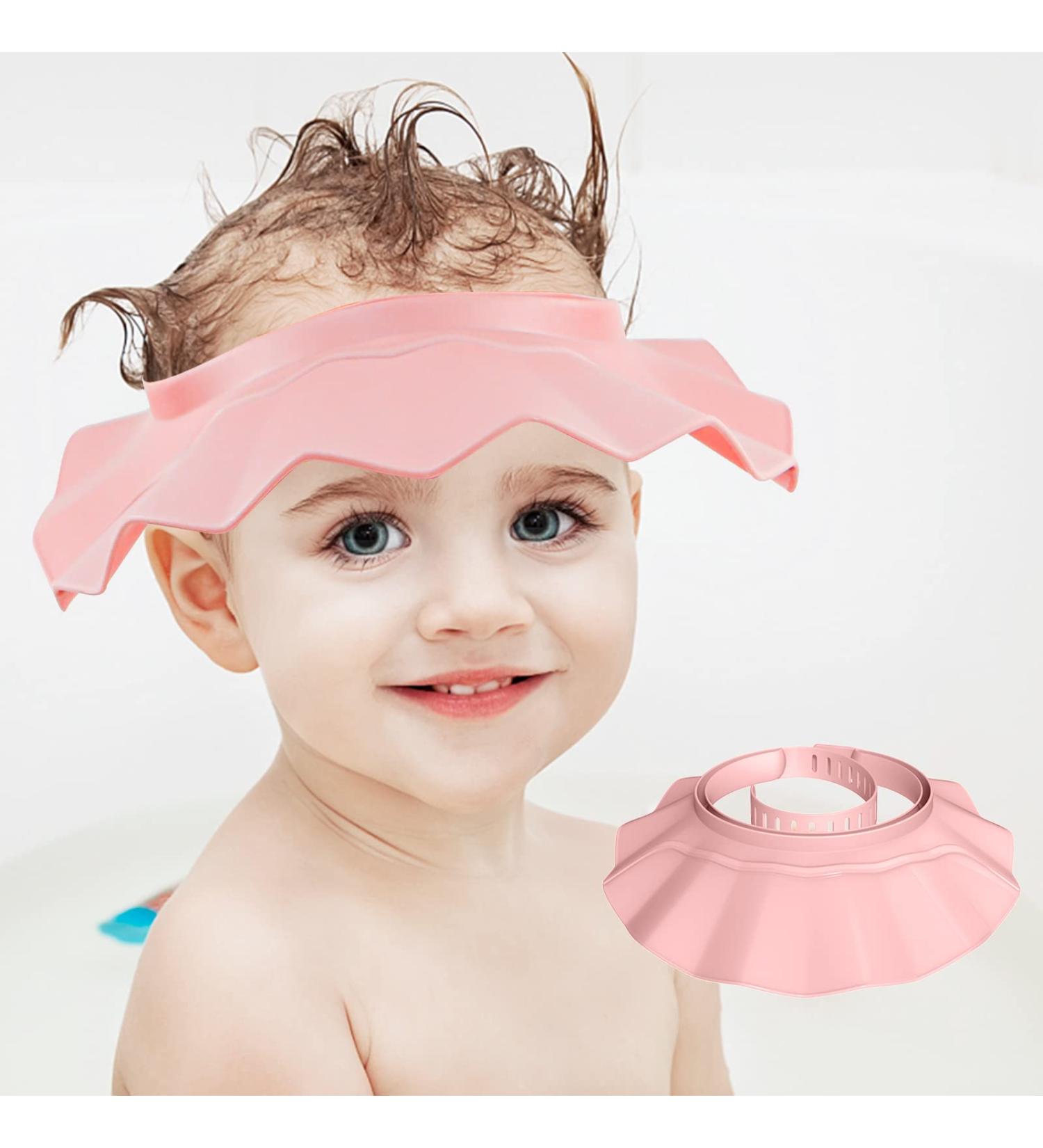 Pink Silicone Baby Kids Shower Cap | Adjustable Eye Ear Protection | For Toddler Children 6 Months-12 Years | 15.8-22.8In - Buy Online on GoSupps.com