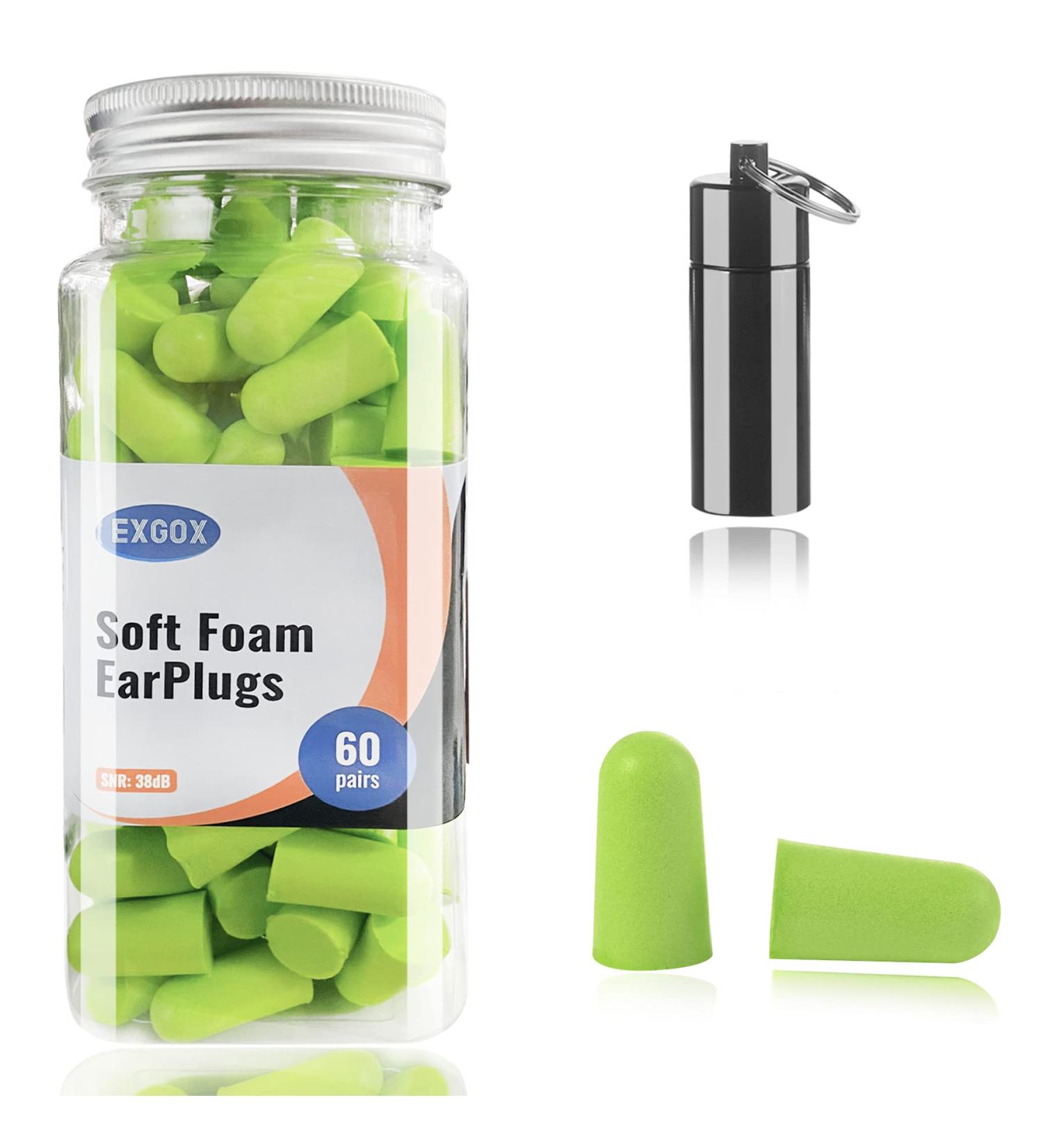 EXGOX Soft Foam Earplugs 38dB SNR 60 Pairs - Comfortable for Sleeping, Studying, Travel & Concerts - Buy Online on GoSupps.com
